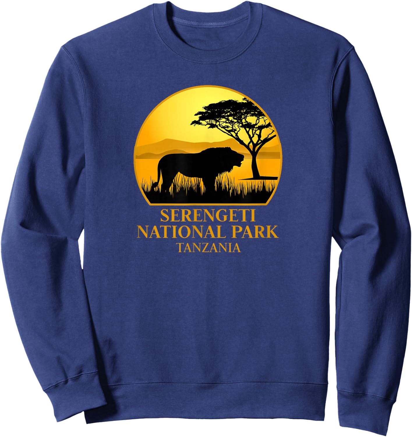 Serengeti National Park Africa Adult Black Cotton Polyester Small Short Sleeve Classic Fit Pull On Sweatshirt - Sweatshirt | Navy