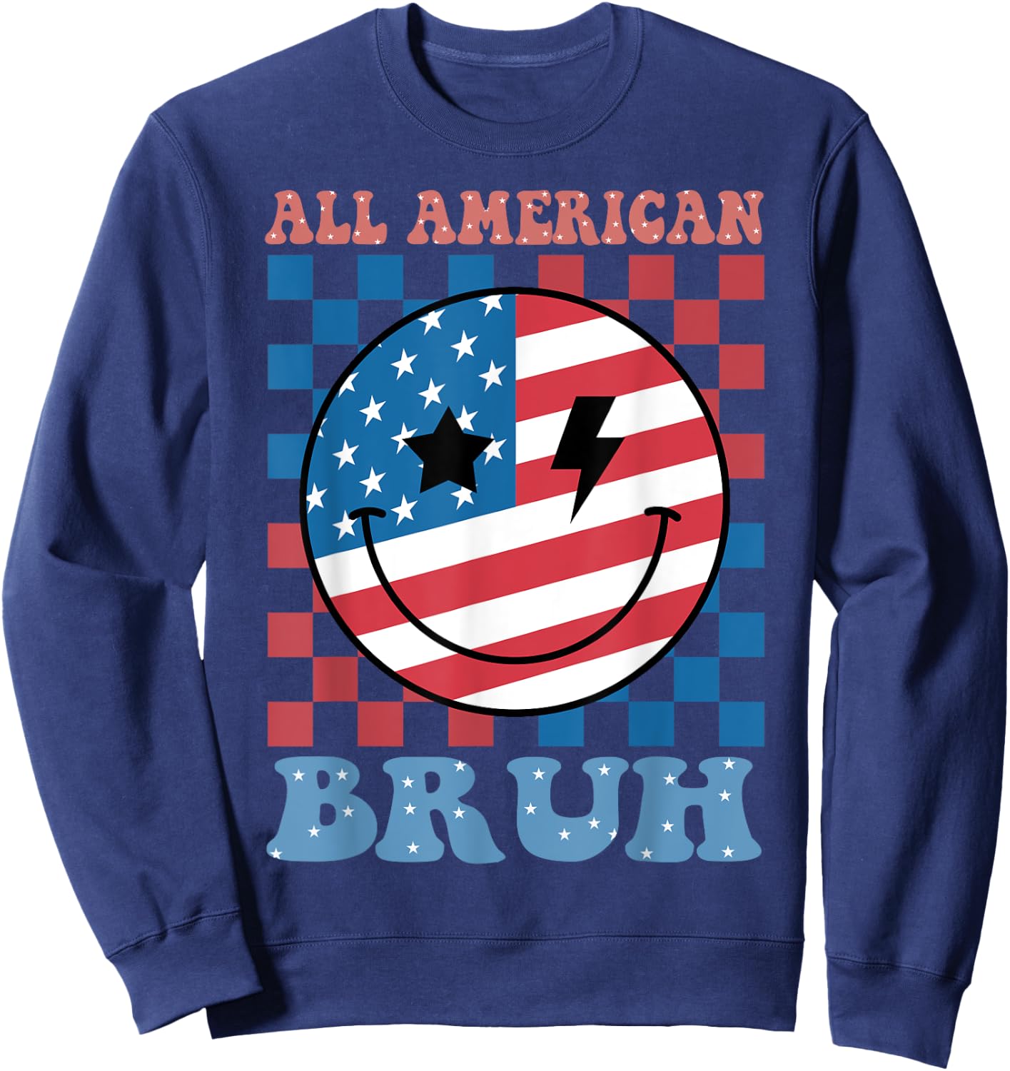 All American Bruh 4th July-Shirt USA Flag Funny Boy Toddler Sweatshirt - Sweatshirt | Navy
