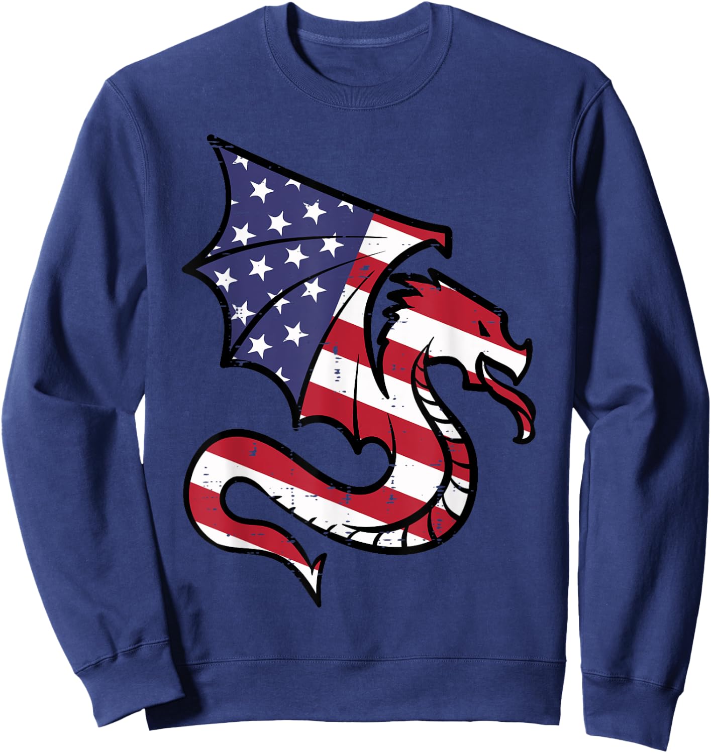 4th Of July Dragon American Flag Patriotic Men Women Kids Sweatshirt - Sweatshirt | Navy