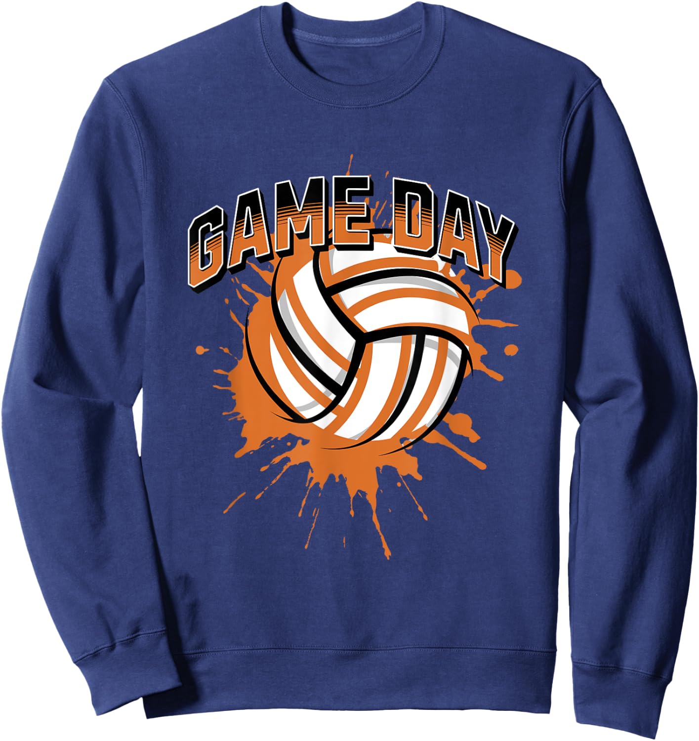 Volleyball Parents Team Game Day Orange Black & Gray Art Sweatshirt - Sweatshirt | Navy