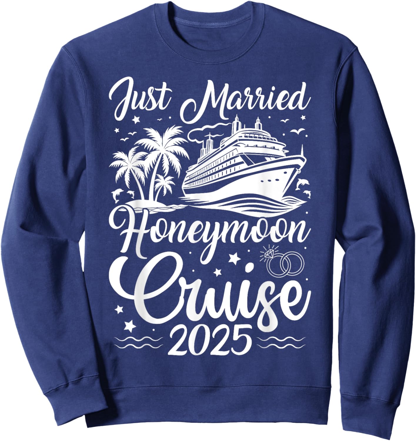 First Family Cruise for Married Couples 2025 - Adults - Black - Small - Short Sleeve - - Honeymoon Cruise Theme - Newlyweds, Couples, Honeymooners, Cruisers Sweatshirt - Sweatshirt | Navy