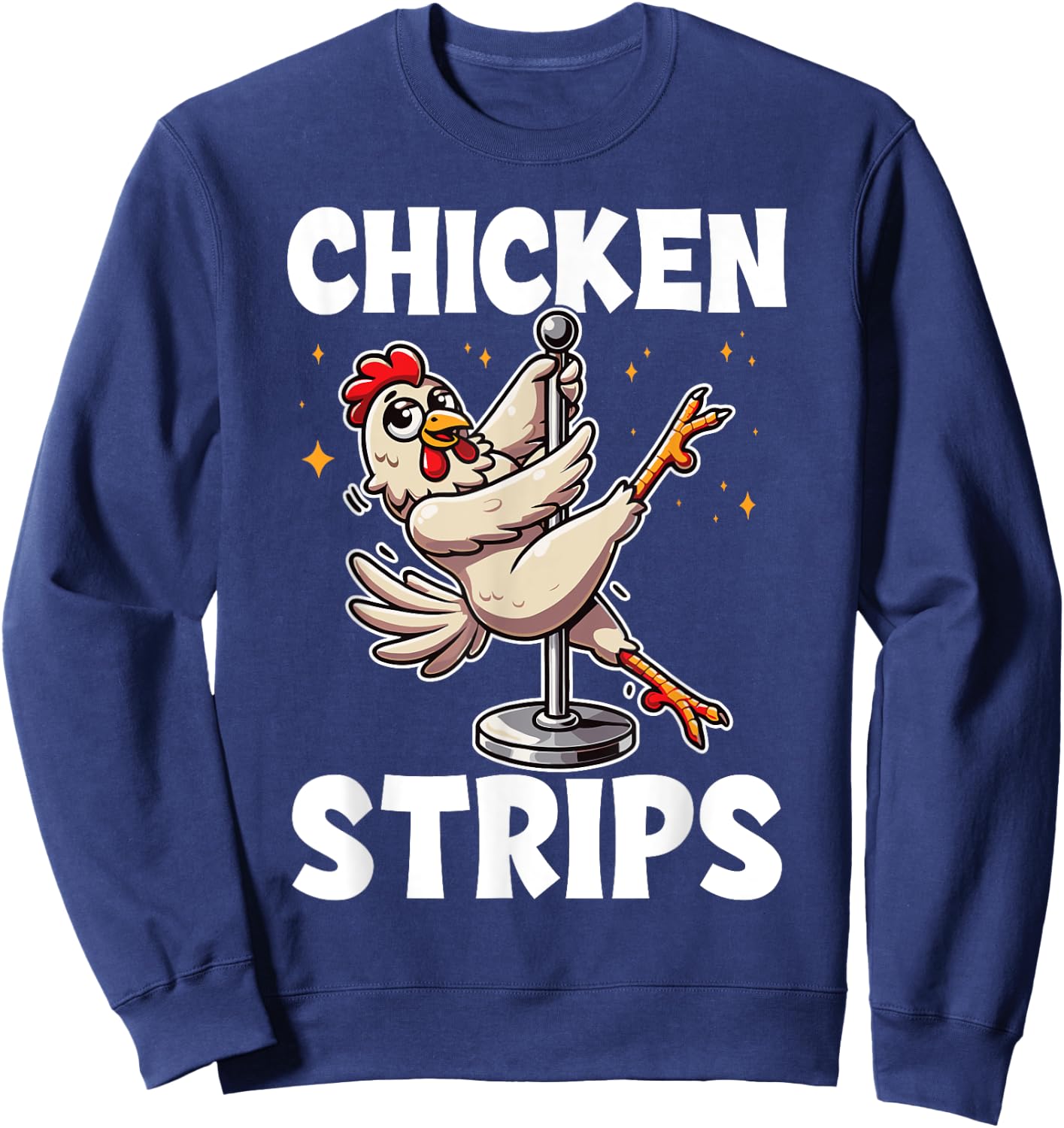 Farm Animal Humor Chicken Pole Dance Black X-Small -Adults Modern Cartoon Humor Dance Sweatshirt - Sweatshirt | Navy