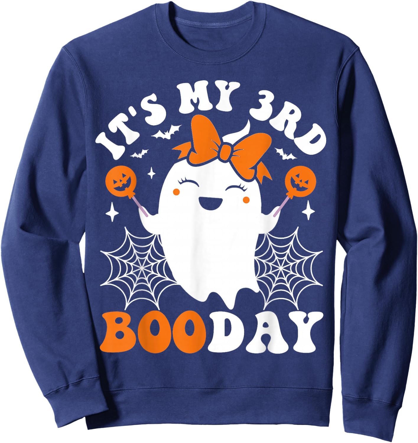 It's My 3rd Boo Day, Funny Halloween Ghost 3rd Birthday Girl Sweatshirt - Sweatshirt | Navy
