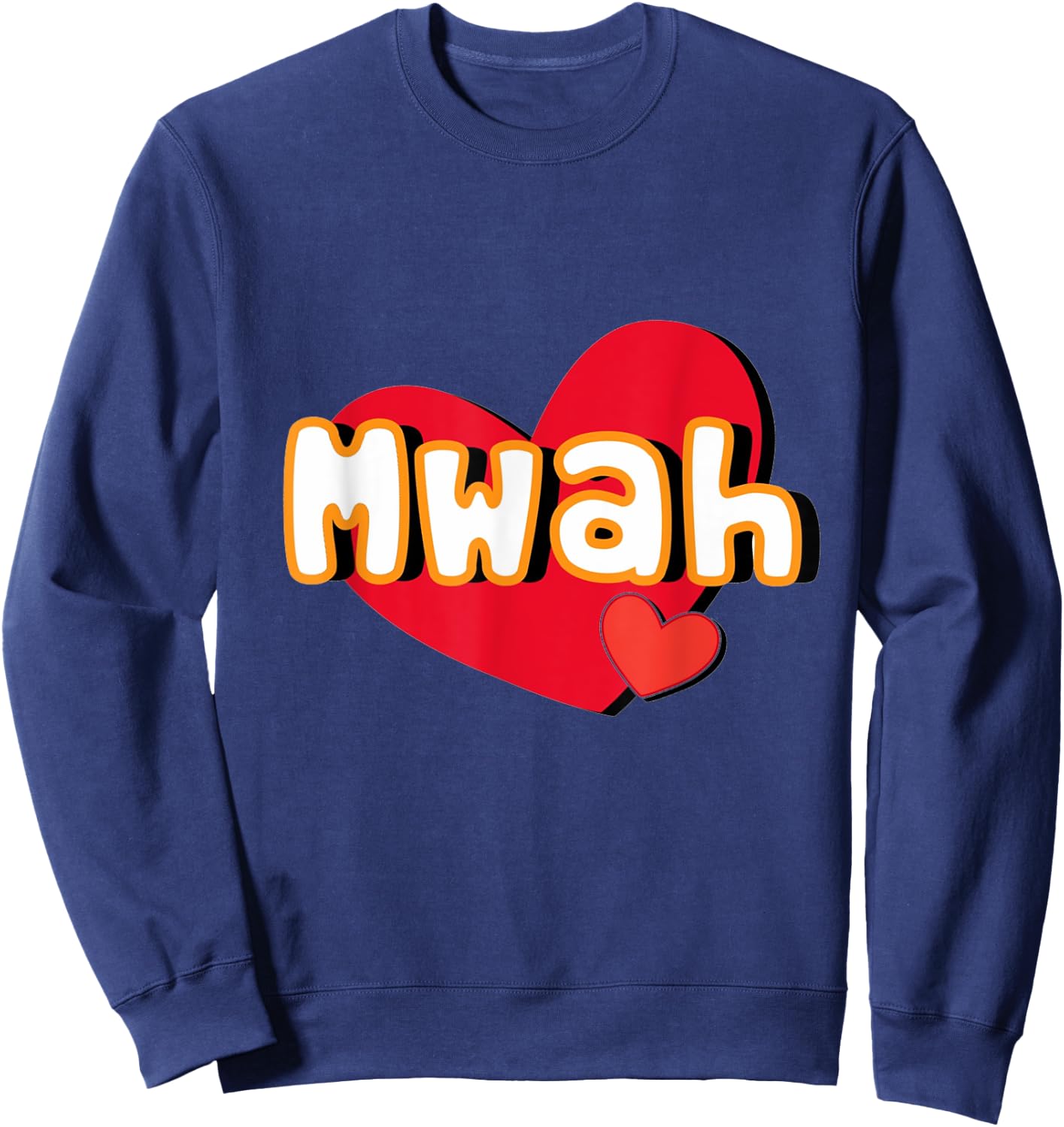 Funny Mwah with Hearts Sweatshirt - Sweatshirt | Navy