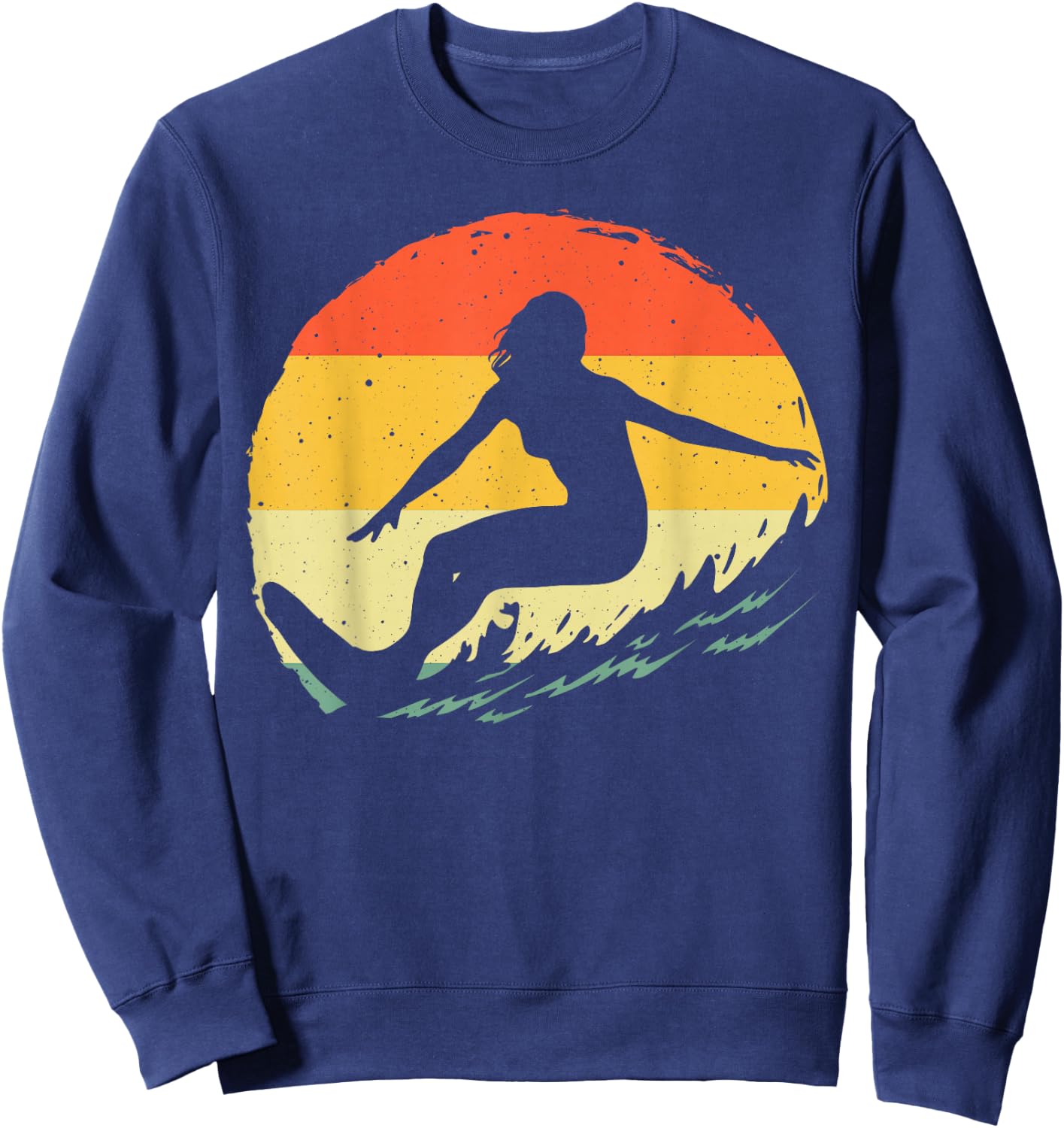 Surf Art Girls Beach Surfer Hawaiian Wave Surfing Sweatshirt - Sweatshirt | Navy