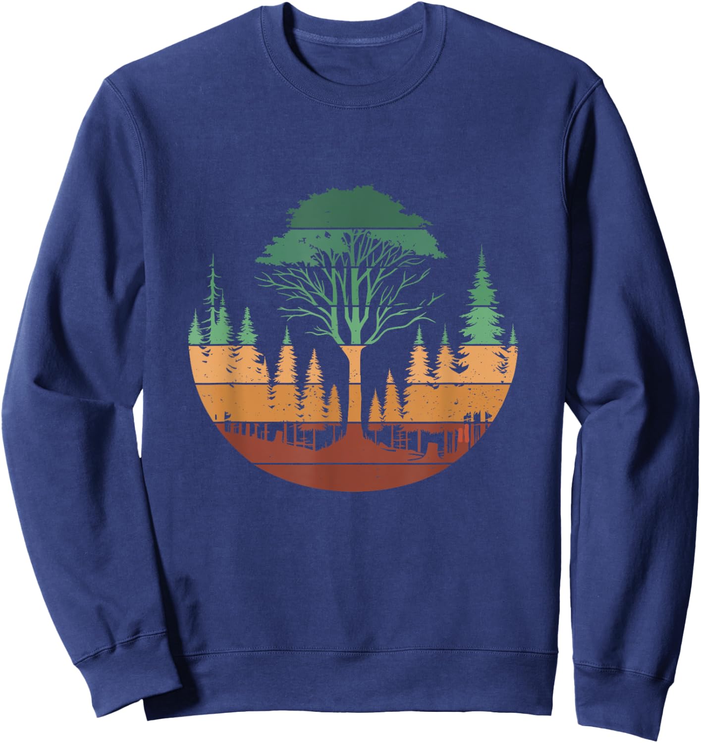 Trees Wildlife Nature Outdoors Retro Vintage Forest Sweatshirt - Sweatshirt | Navy