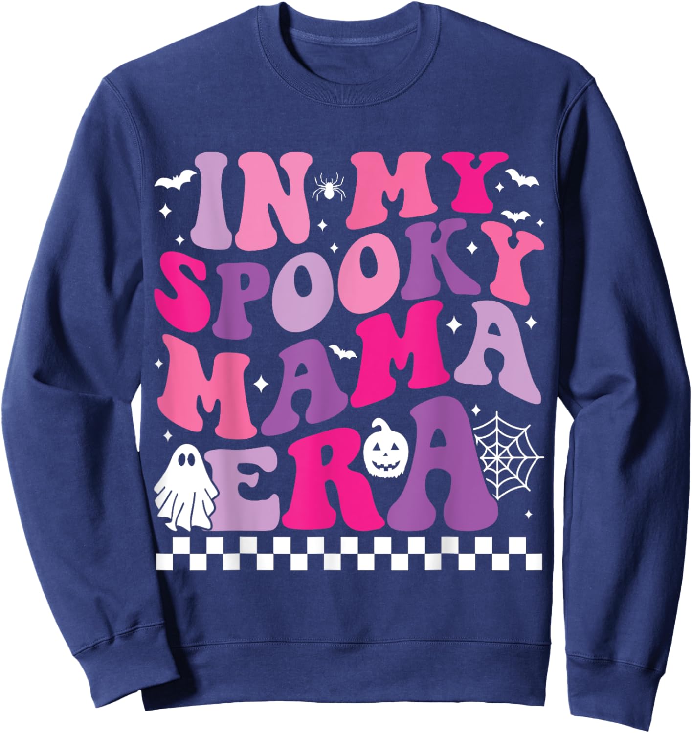Groovy In My Spooky Mama Era Funny Halloween Mom Ghost Sweatshirt - Sweatshirt | Navy