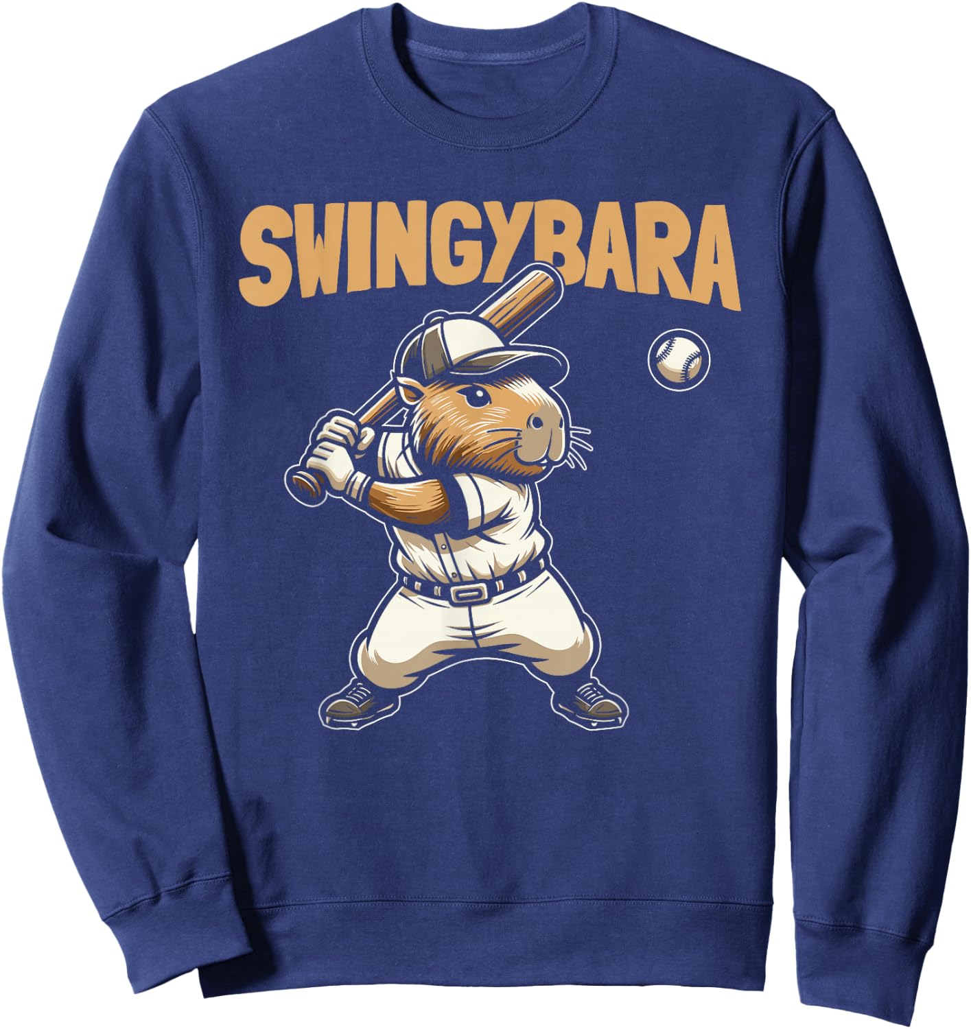 Capybara Softball Batter Catcher - Pitcher Swingybara Sweatshirt - Sweatshirt | Navy