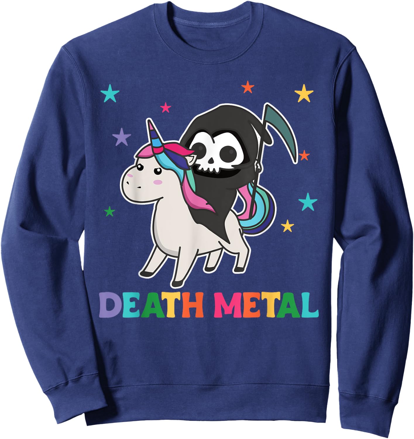 Death Metal Rock Music - death riding unicorn funny unicorns Sweatshirt - Sweatshirt | Navy