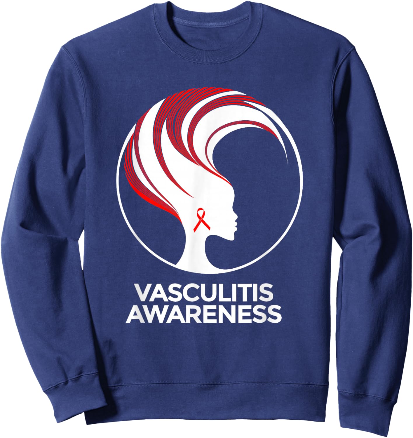 Vasculitis Awareness Red Ribbon Support Strong Hope Sweatshirt - Sweatshirt | Navy