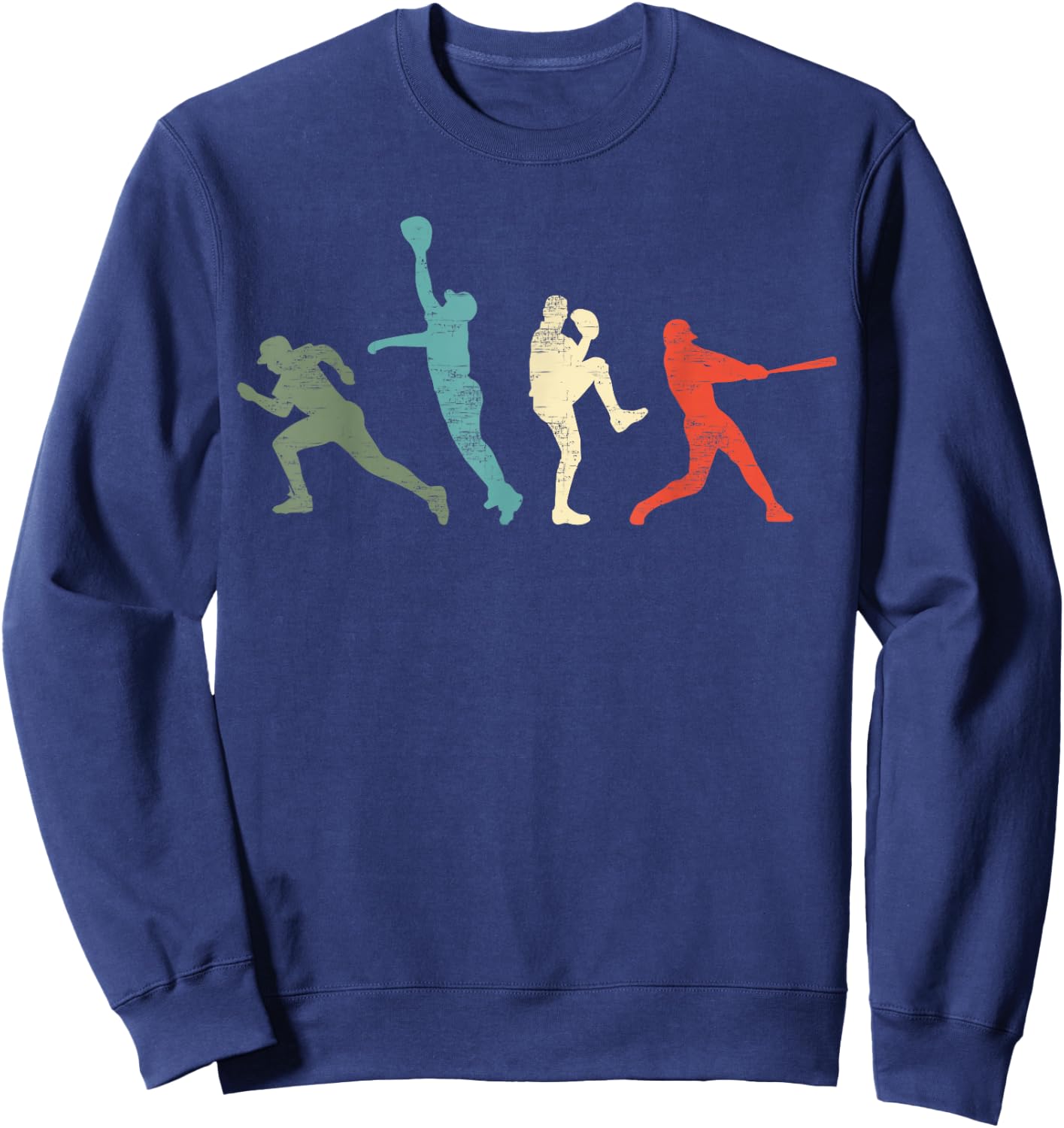 Baseball Vintage | Retro Catcher Pitcher Batter Sweatshirt - Sweatshirt | Navy