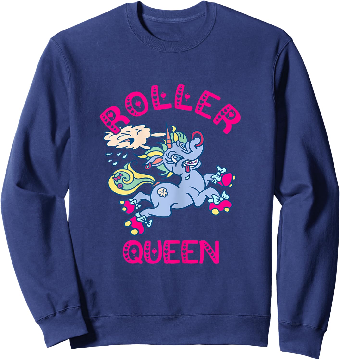 Roller Skates Queen Unicorn Roller Skating Skating Rink Sweatshirt - Sweatshirt | Navy