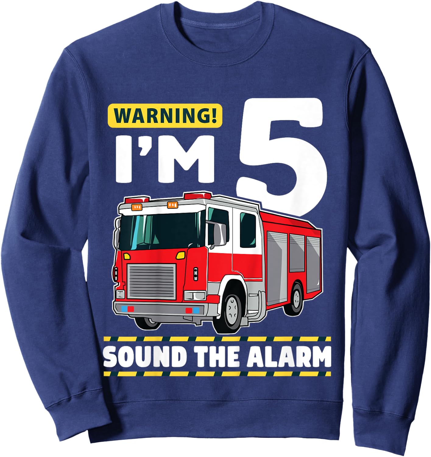Kids Fire Truck 5 Year Old Firefighter 5th Birthday Boy Five Sweatshirt - Sweatshirt | Navy