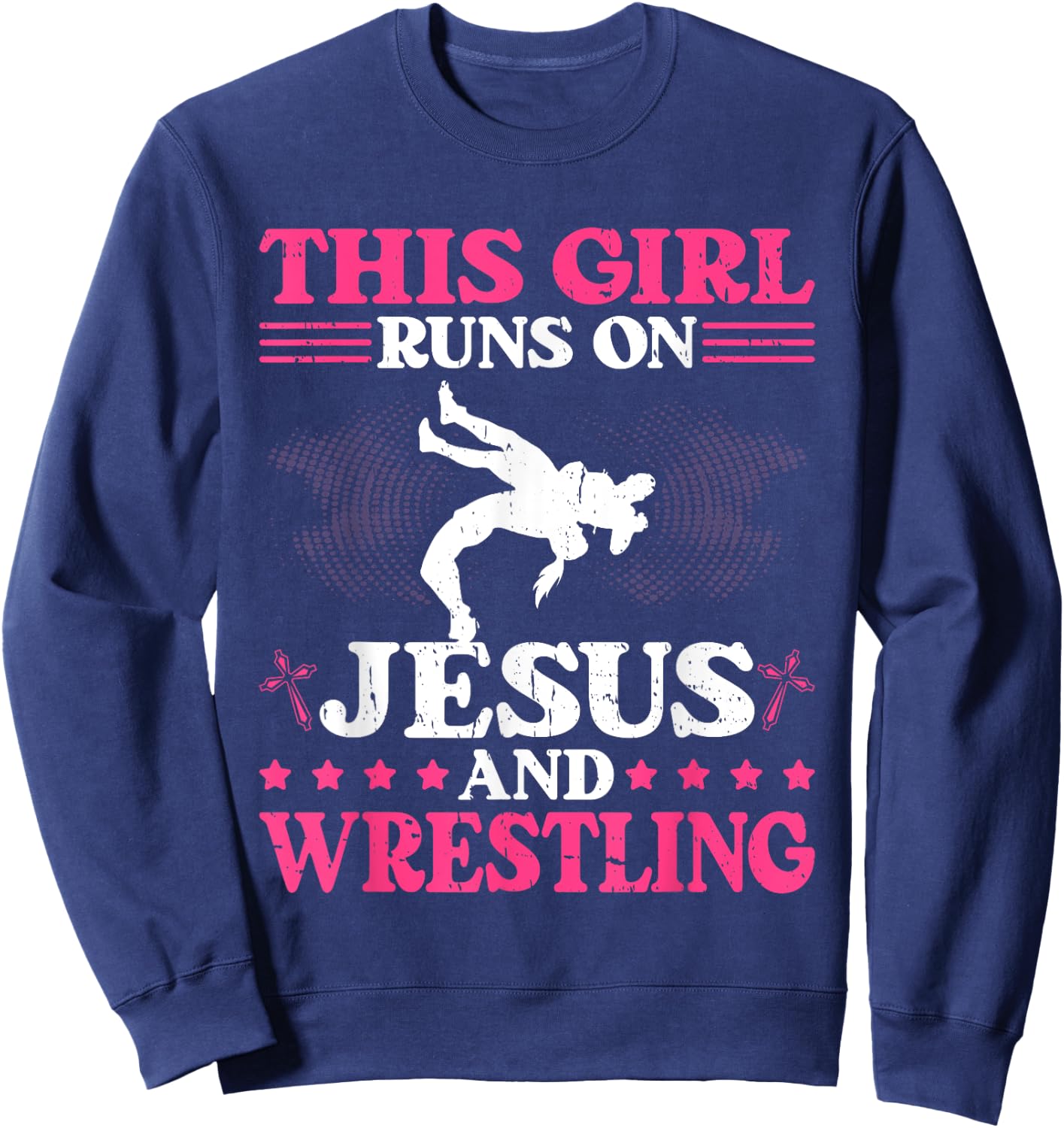 This Girl Runs On Jesus And Wrestling Sweatshirt - Sweatshirt | Navy