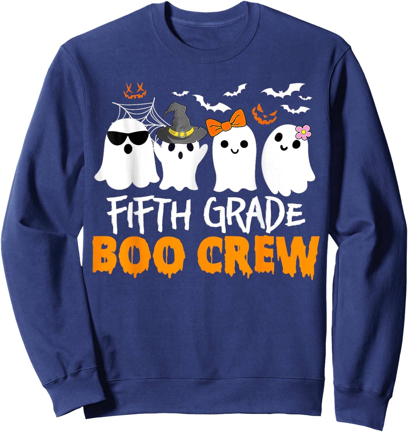 Funny Fifth Grade Boo Crew Halloween Teacher Costume Sweatshirt - Sweatshirt | Navy
