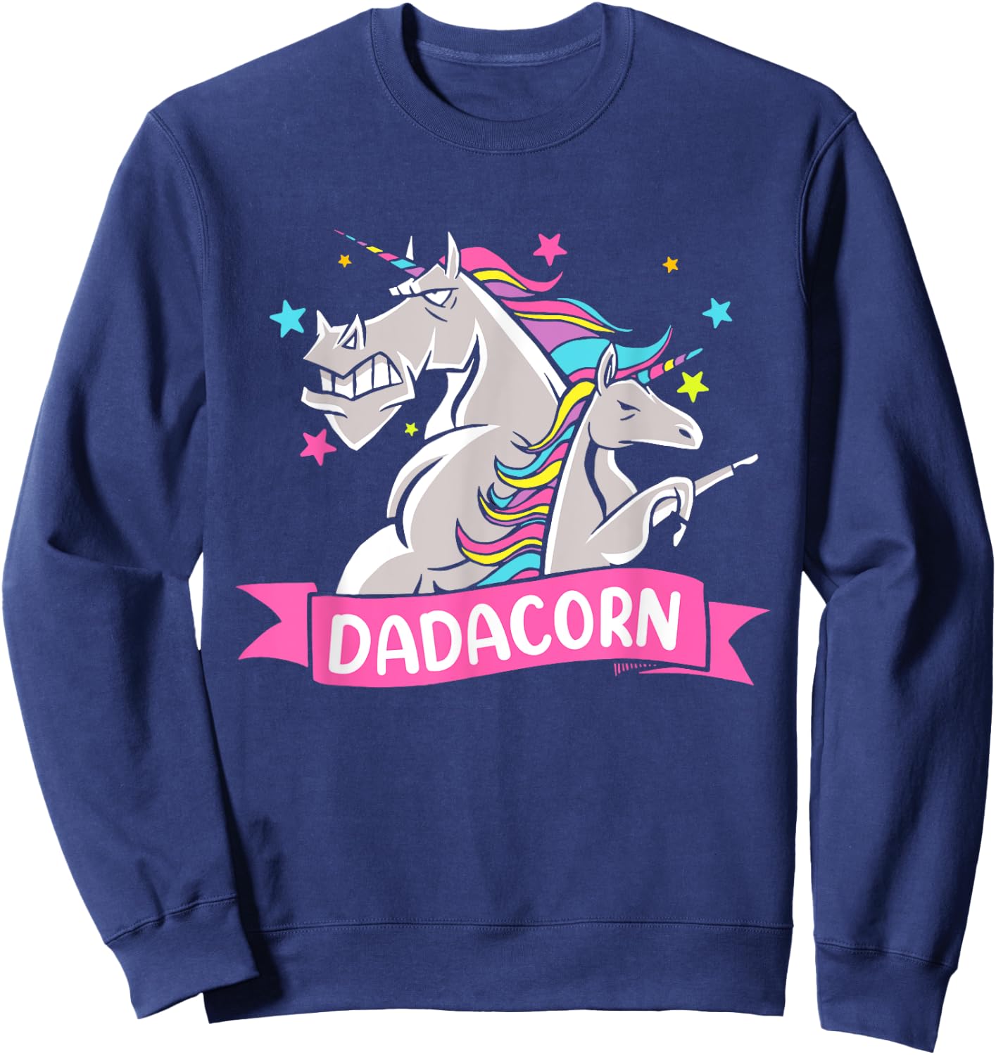 Fathers Day Gift Unicorn Dad Shirt Funny Dadacorn Kids Men Sweatshirt - Sweatshirt | Navy