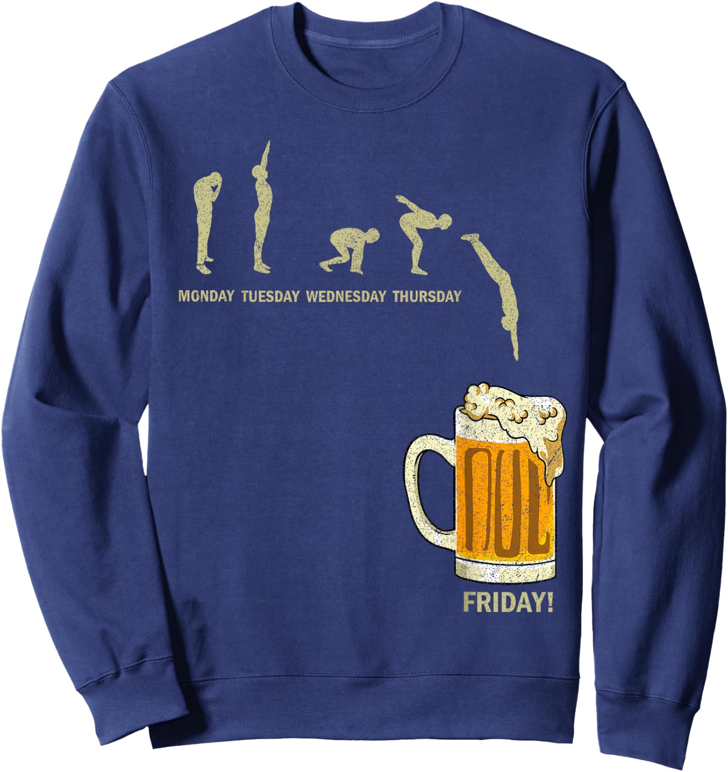 Beer Drinker Endlich Freitag Weekdays Funny Weekend Sweatshirt - Sweatshirt | Navy