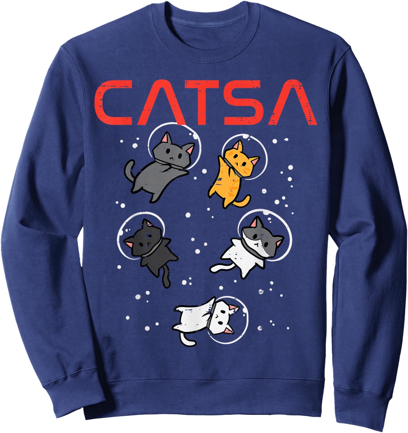 Catsa Cat Astronauts Funny Kitten Space Women Girls Kids Men Sweatshirt - Sweatshirt | Navy