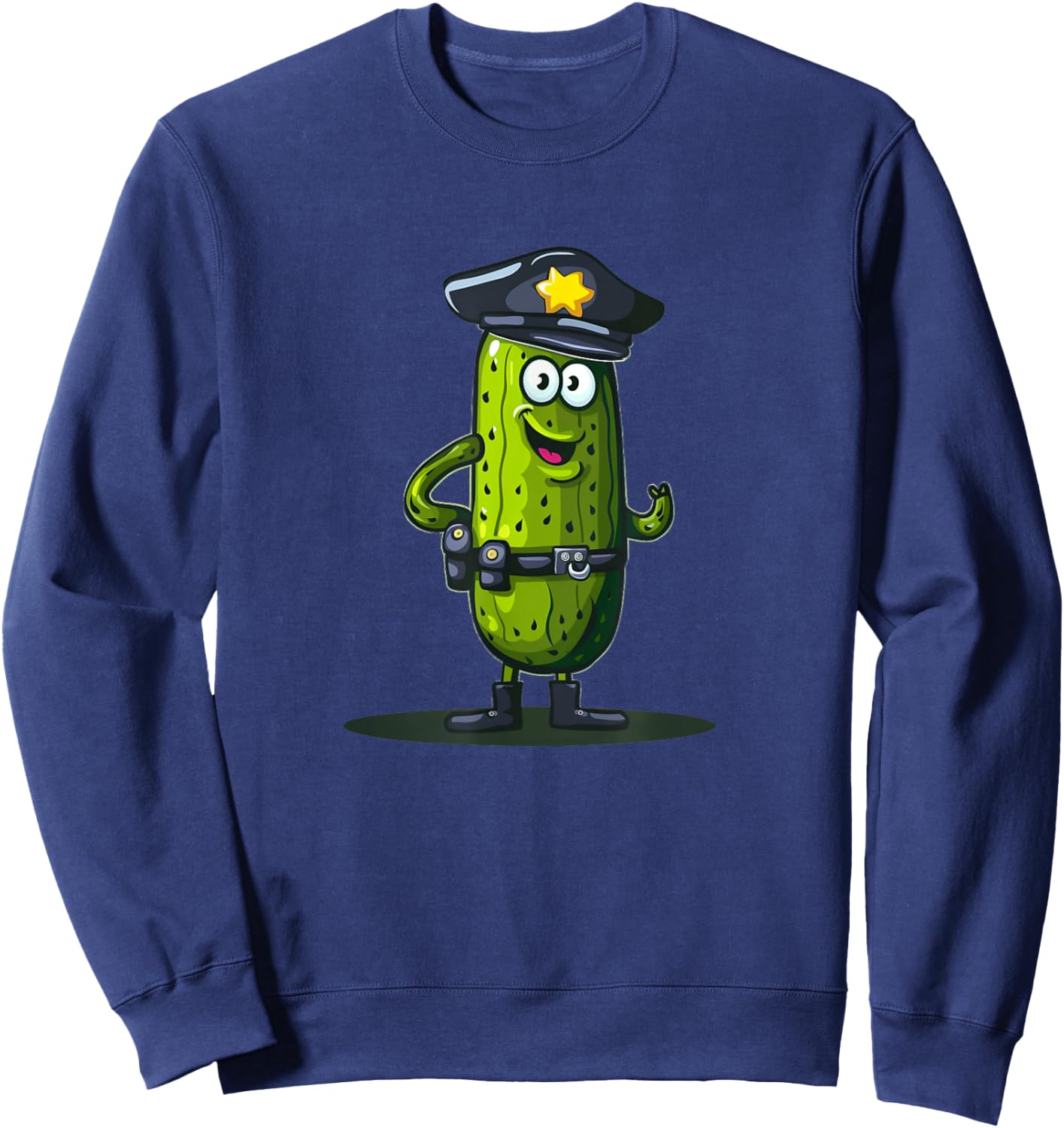 Funny looking Pickle in Police Office Outfit Sweatshirt - Sweatshirt | Navy