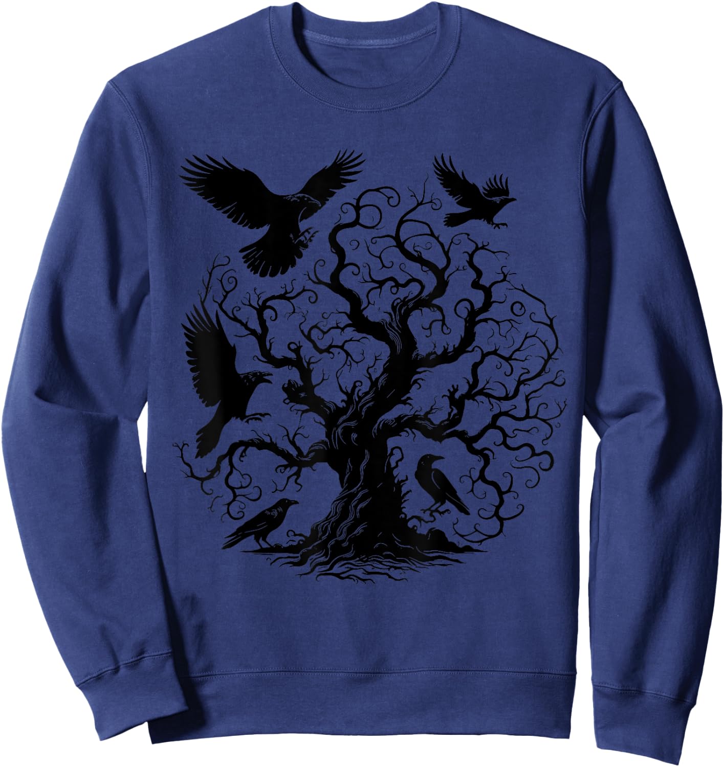Gothic Raven Tree Sweatshirt - Sweatshirt | Navy