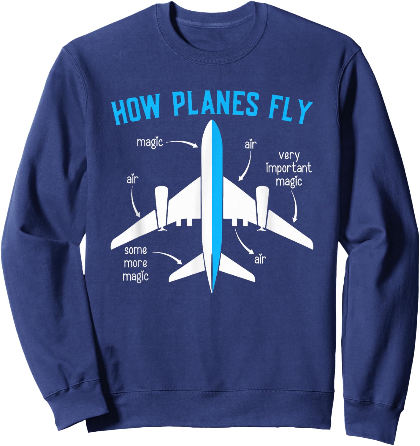 How Planes Fly Funny Aerospace Engineer Engineering Sweatshirt - Sweatshirt | Navy