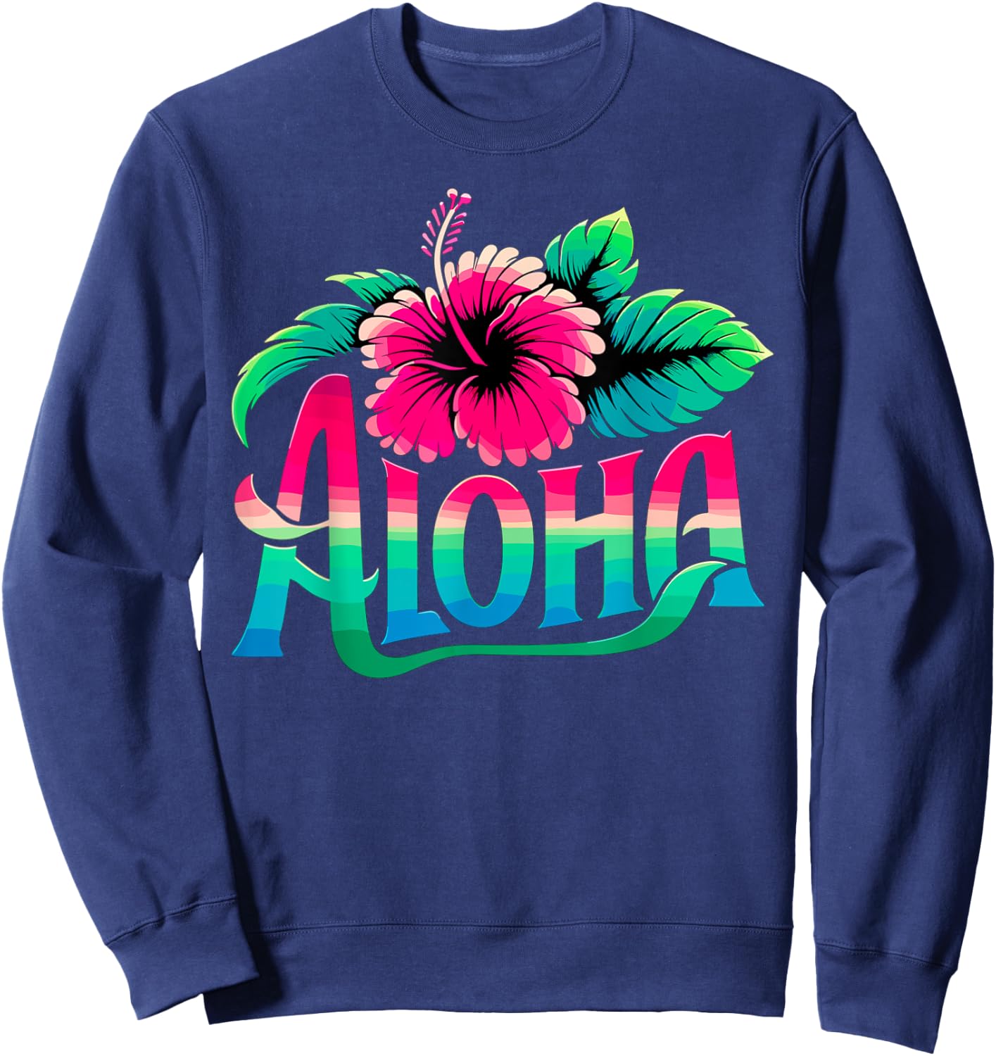 Aloha Hawaiian Flower Hawaii Vacation Sweatshirt - Sweatshirt | Navy