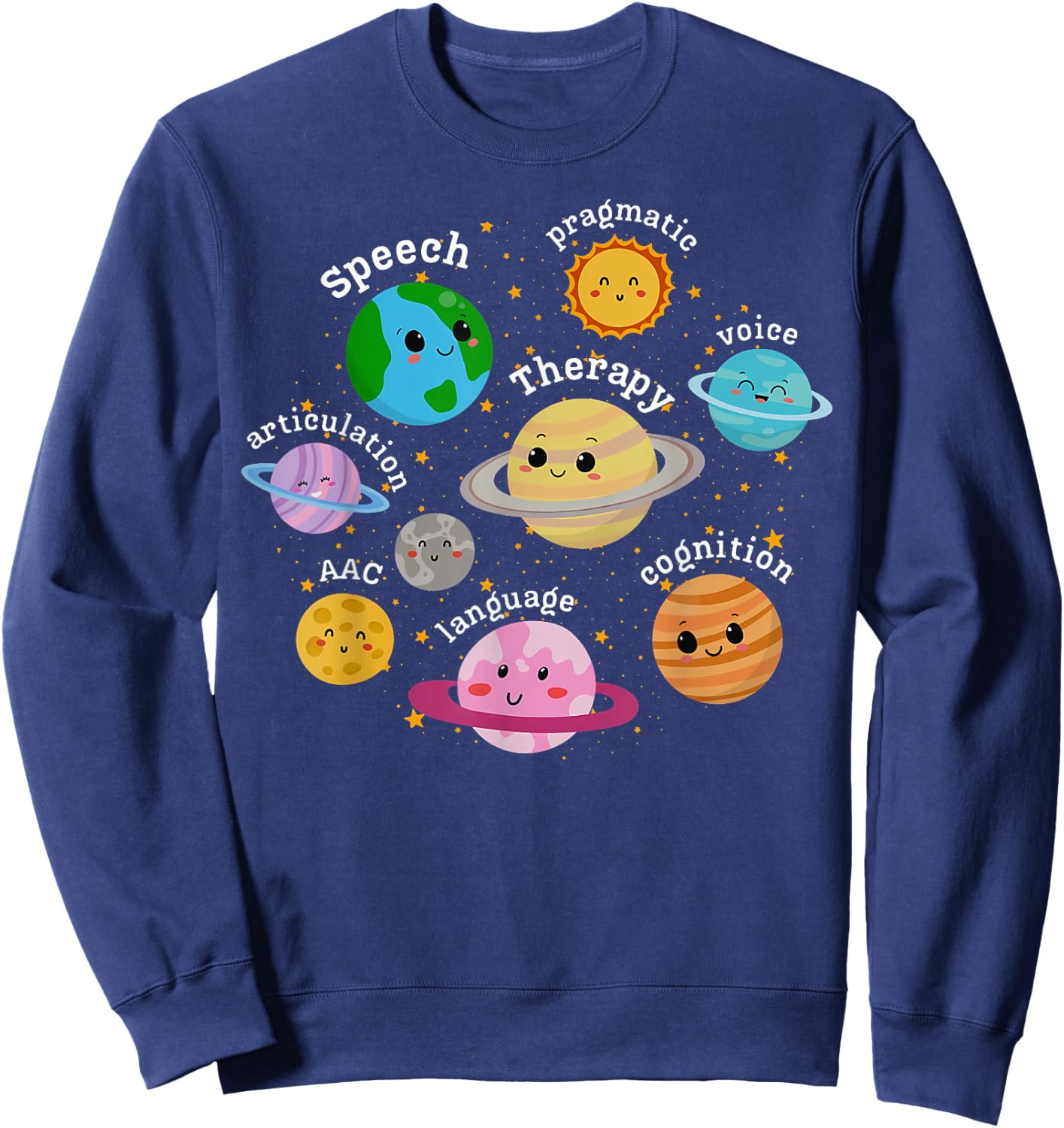 SLP System Planets Speech Language Pathologist Outer Space Sweatshirt - Sweatshirt | Navy
