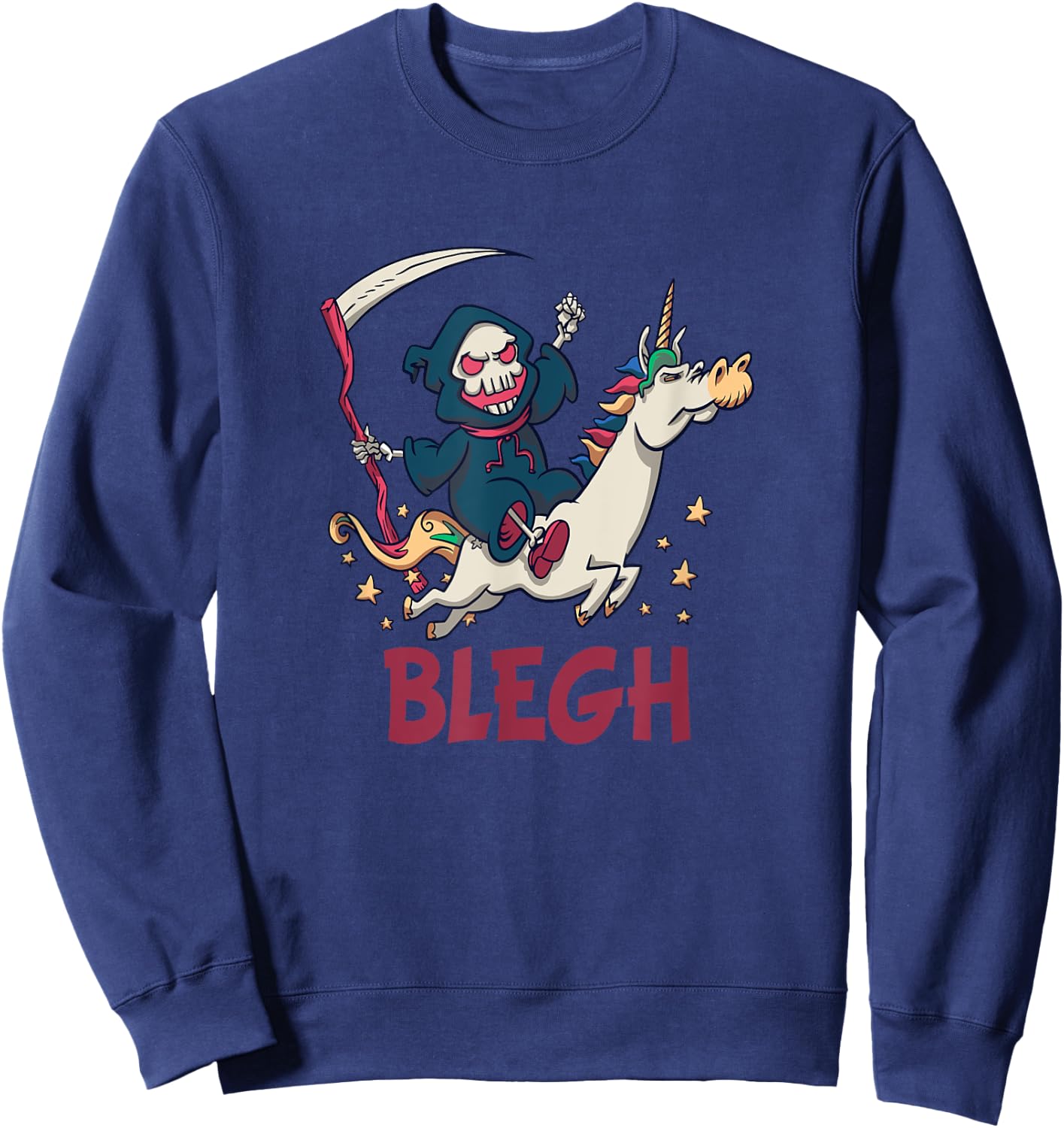 Blegh Funny Metalcore Reaper Unicorn Djent Deathcore Sweatshirt - Sweatshirt | Navy