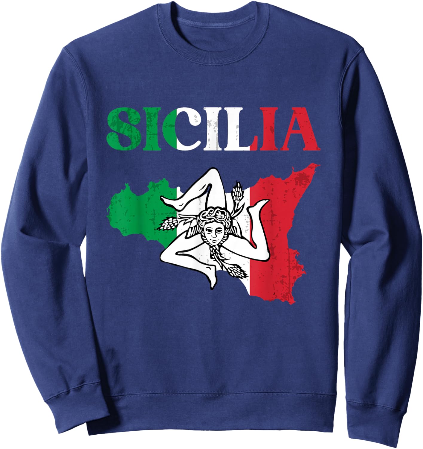 Sicilia Flag Sicily Palermo Italy Sweatshirt - Sweatshirt | Navy