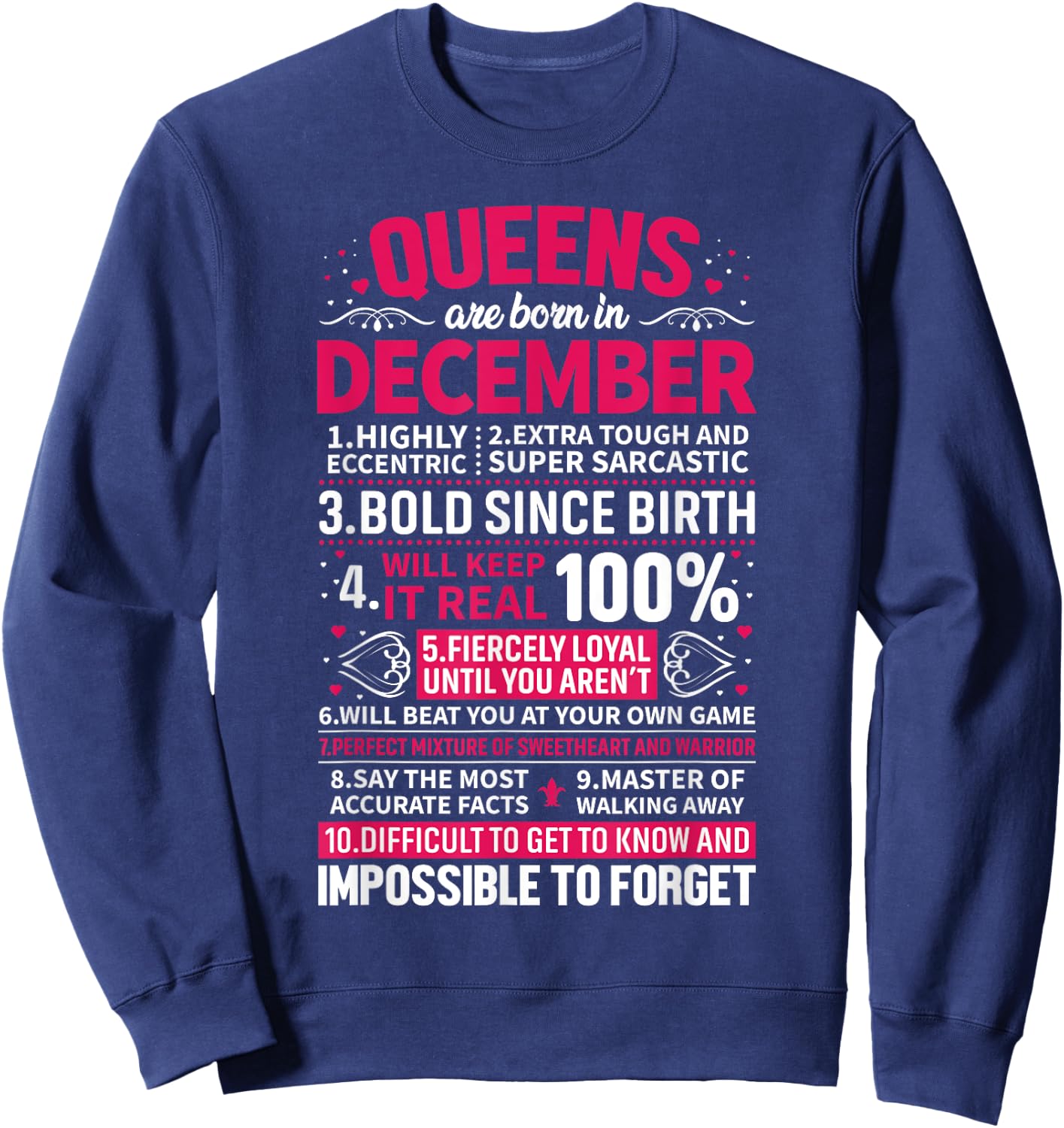 Queens Are Born in December Sweatshirt - Sweatshirt | Navy