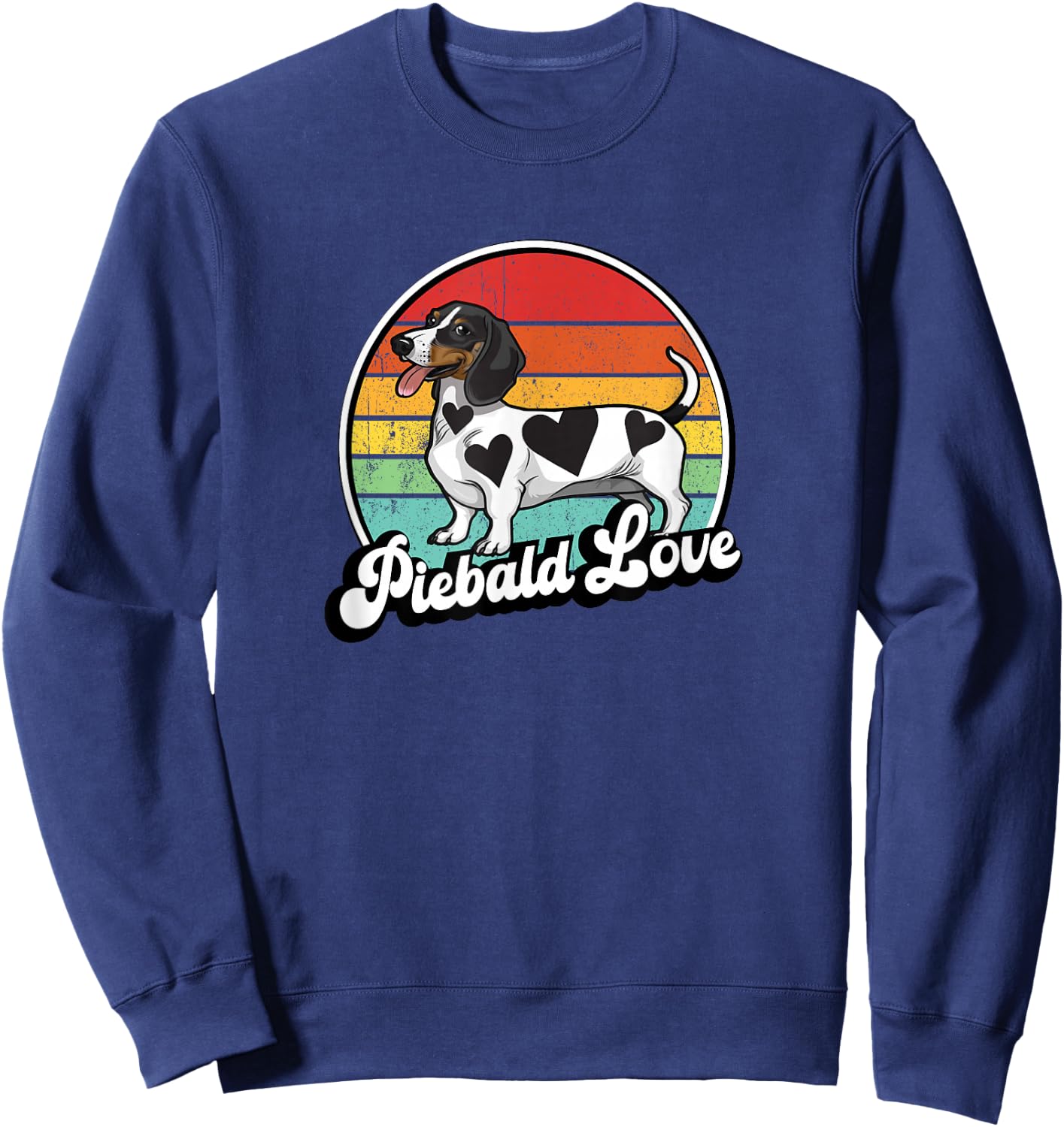Funny Retro Vintage Love Piebald Dachshund Lover Sweatshirt - Sweatshirt | Navy