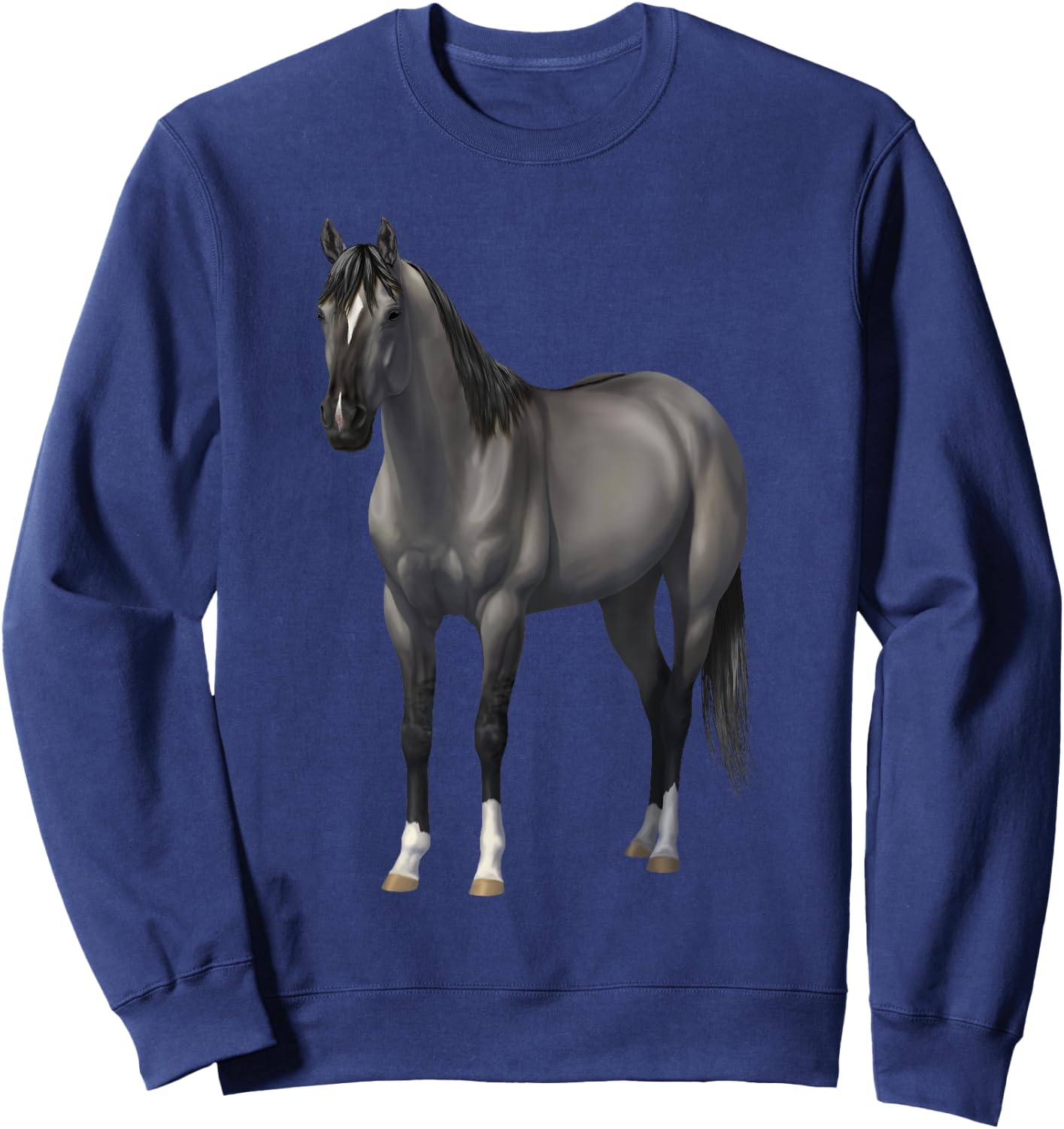 Beautiful Gray Grulla Quarter Horse Stallion Sweatshirt - Sweatshirt | Navy