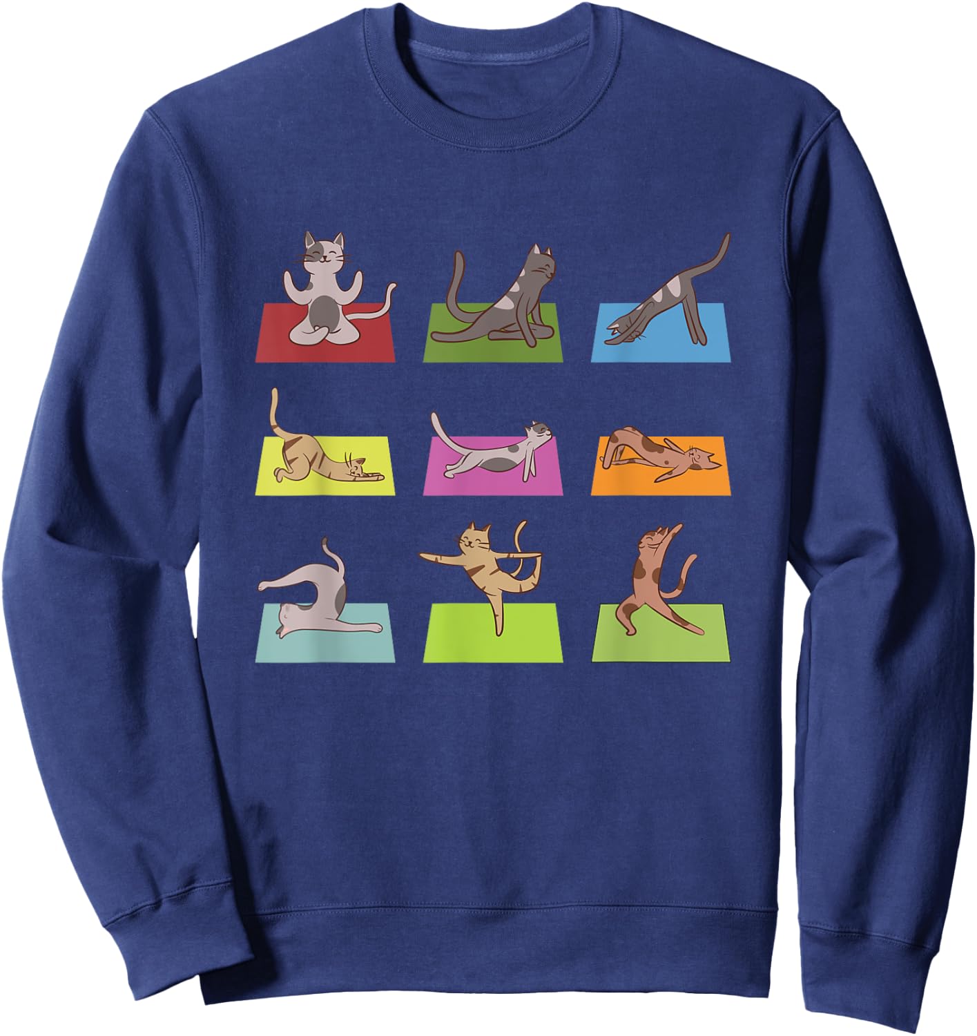 Funny Cat Yoga Positions Meditation Yoga Lover Women Girls Kids Sweatshirt - Sweatshirt | Navy