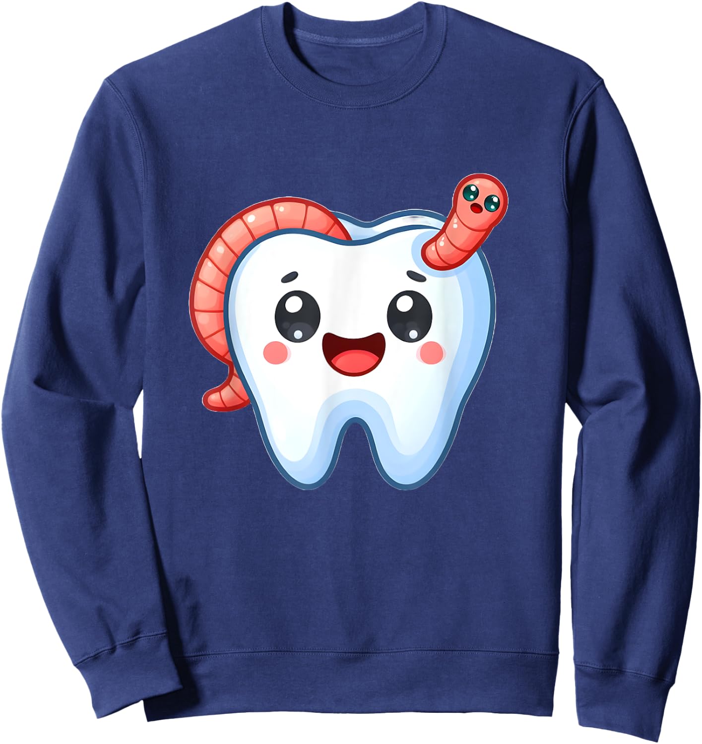 Funny Tooth with Worm in Cavity Sweatshirt - Sweatshirt | Navy
