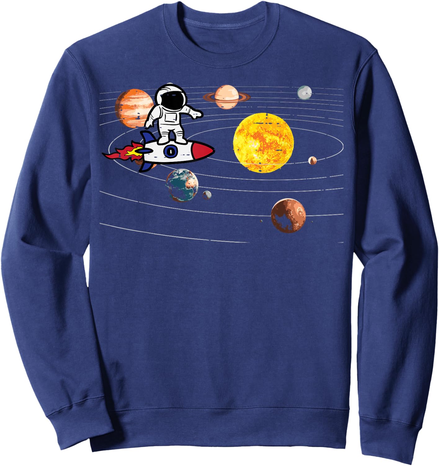 Astronaut Rocket Ship Planets Space Galaxy Men Women Kids Sweatshirt - Sweatshirt | Navy