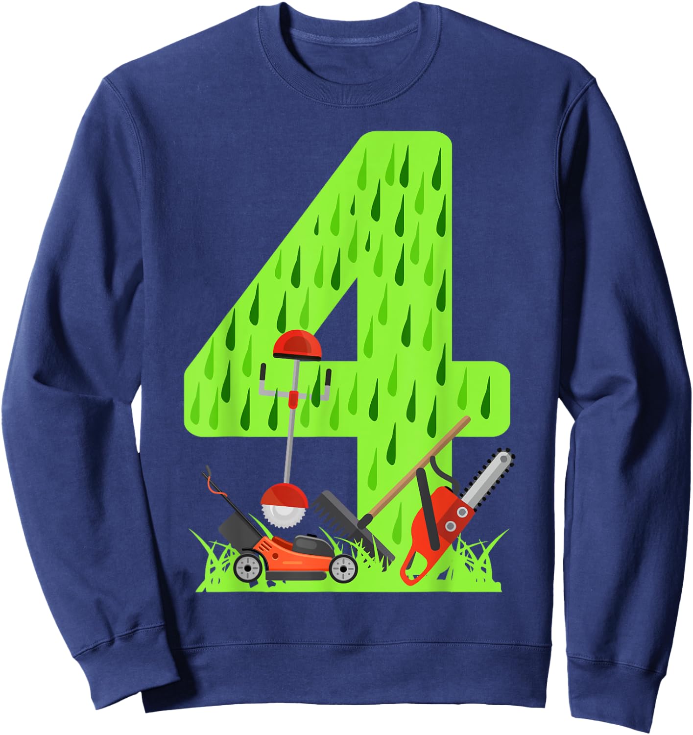 Funny 4th Birthday Lawn Mower for Boys Who Love Grass Mowing Sweatshirt - Sweatshirt | Navy