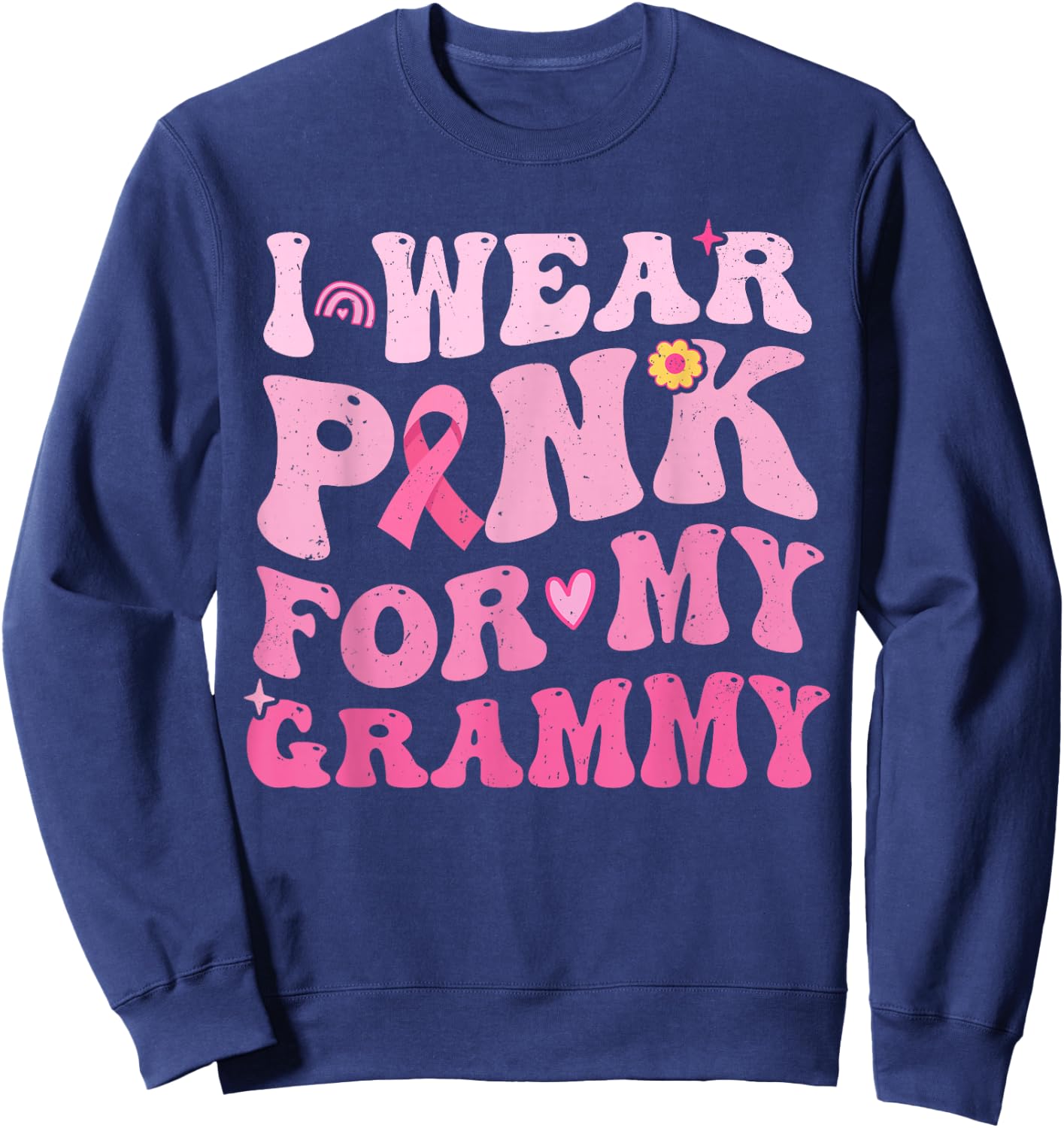 I Wear Pink For My Grammy Breast Cancer Grandma Kids Sweatshirt - Sweatshirt | Navy