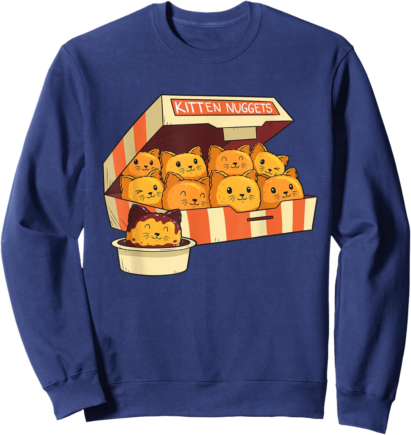 Kitten Nuggets Funny Cats & Chicken Nuggets Lover Funny Cat Sweatshirt - Sweatshirt | Navy
