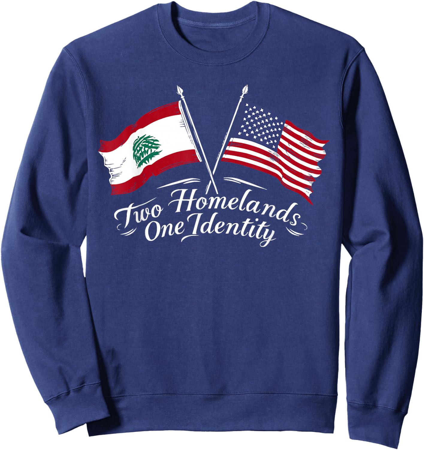 Half Lebanese Half American USA Flag Lebanon America Sweatshirt - Sweatshirt | Navy