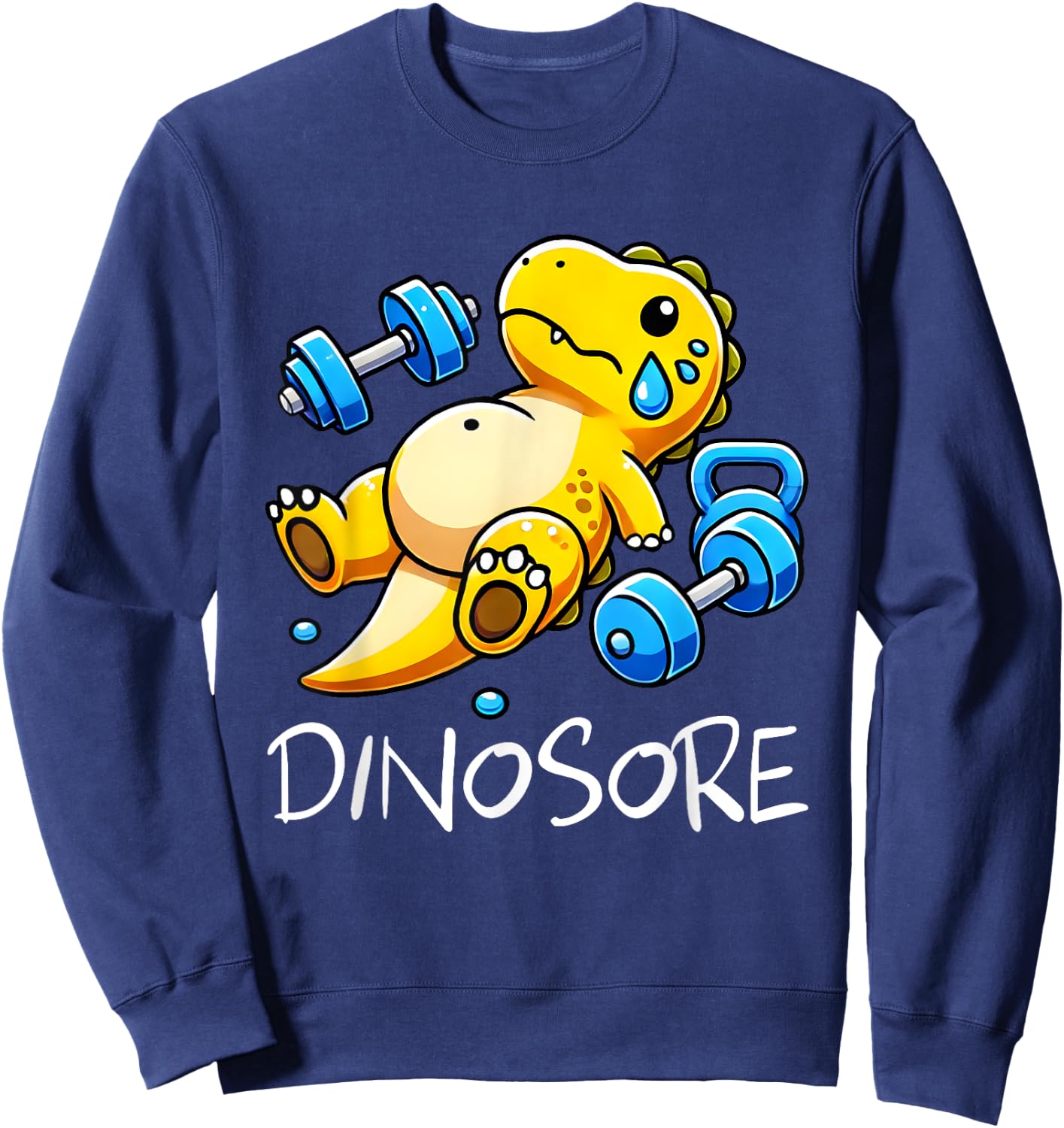 Funny Cute Dinosaur Workout Gym Fitness Weightlifting Gift Sweatshirt - Sweatshirt | Navy