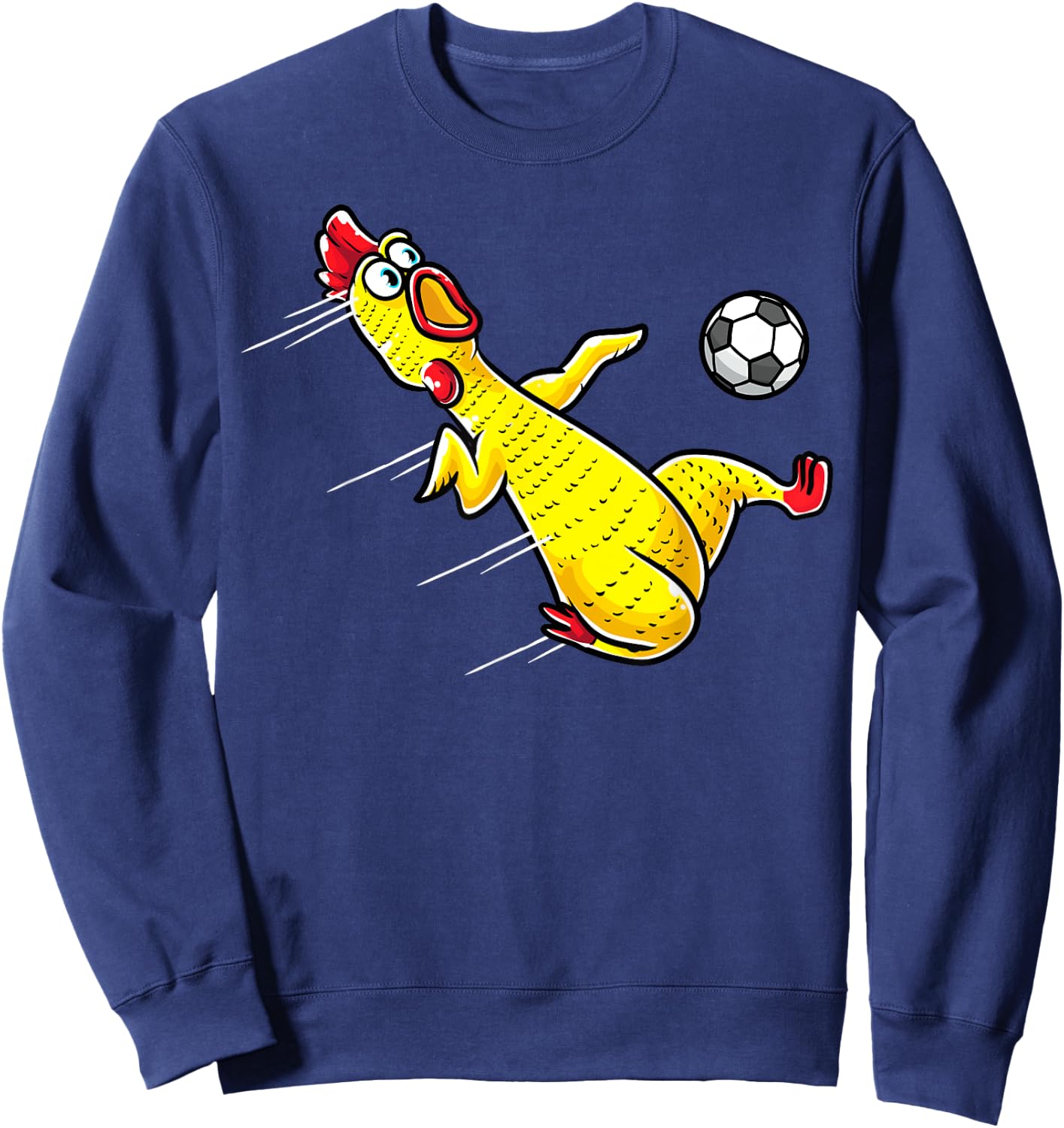 Funny Rubber Chicken With Soccer Sports Men Kids Sweatshirt - Sweatshirt | Navy