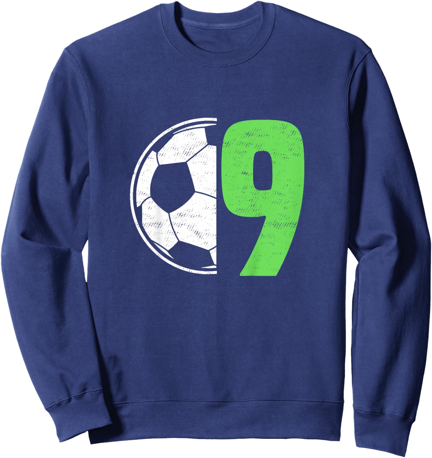 Kids Nine 9 Year Old 9th Birthday Present Soccer Ball 9 Yr Old Sweatshirt - Sweatshirt | Navy