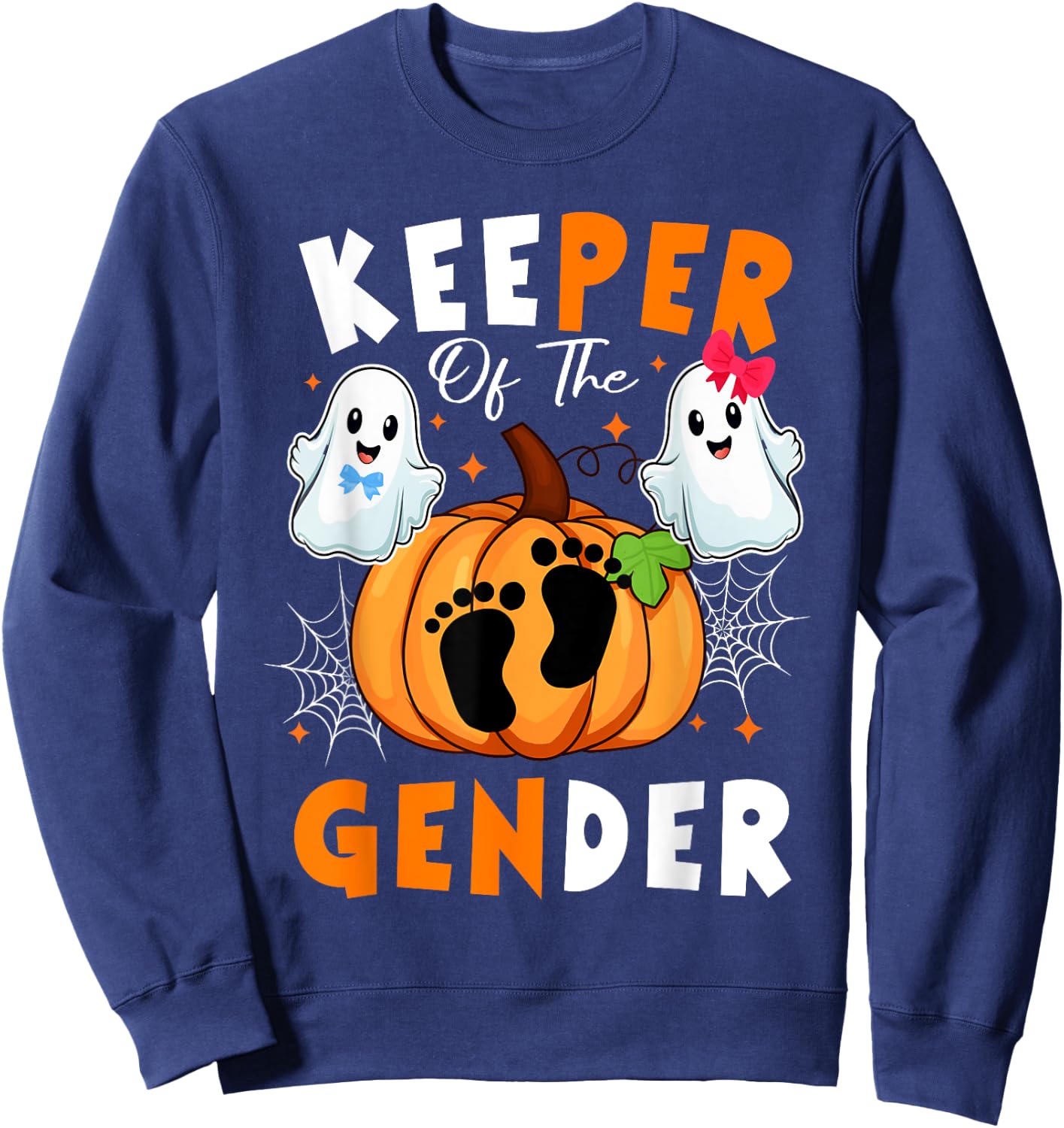 Keeper of the Gender Reveal Baby Halloween Thanksgiving Sweatshirt - Sweatshirt | Navy