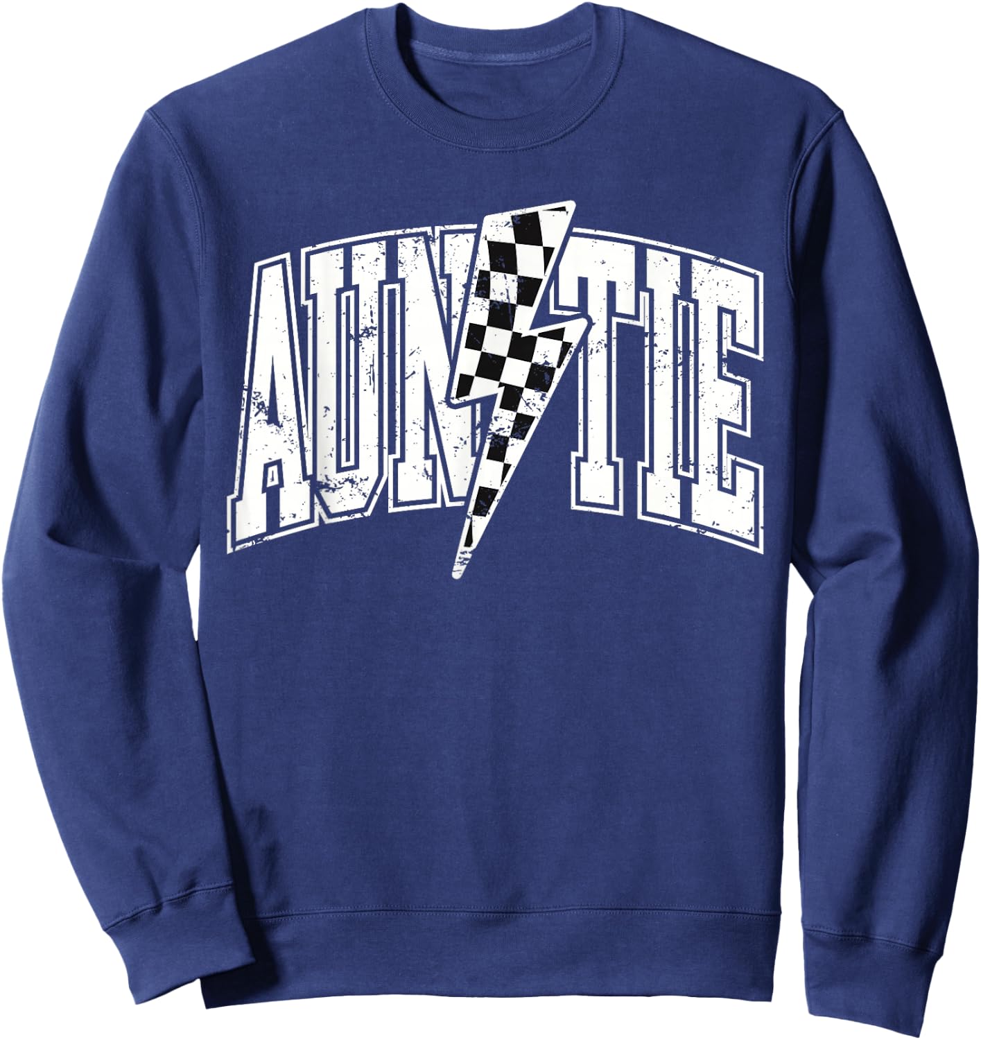 Auntie Hosting Race Car Pit Crew Checkered Birthday Party Sweatshirt - Sweatshirt | Navy