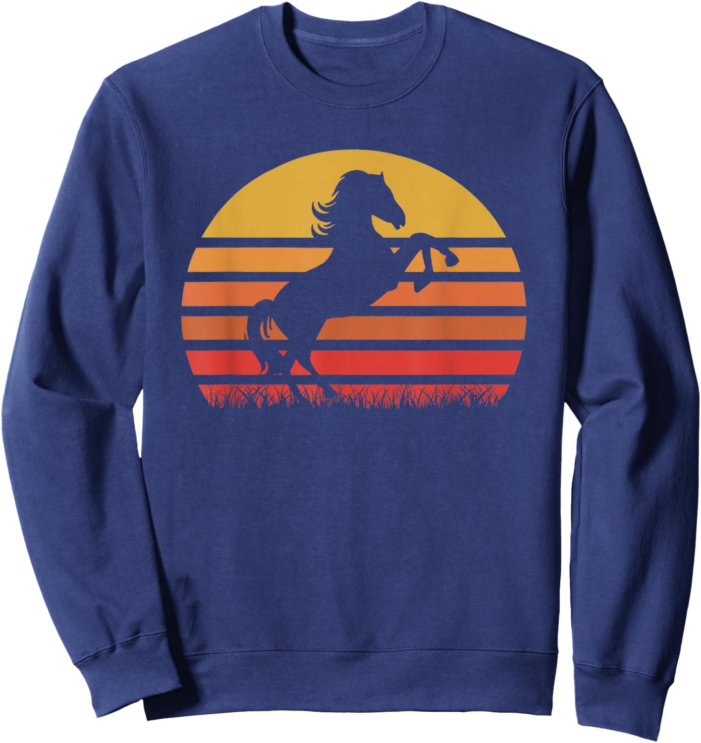 Vintage Sunset Horse, Riding Boy Girl Funny Sweatshirt - Sweatshirt | Navy