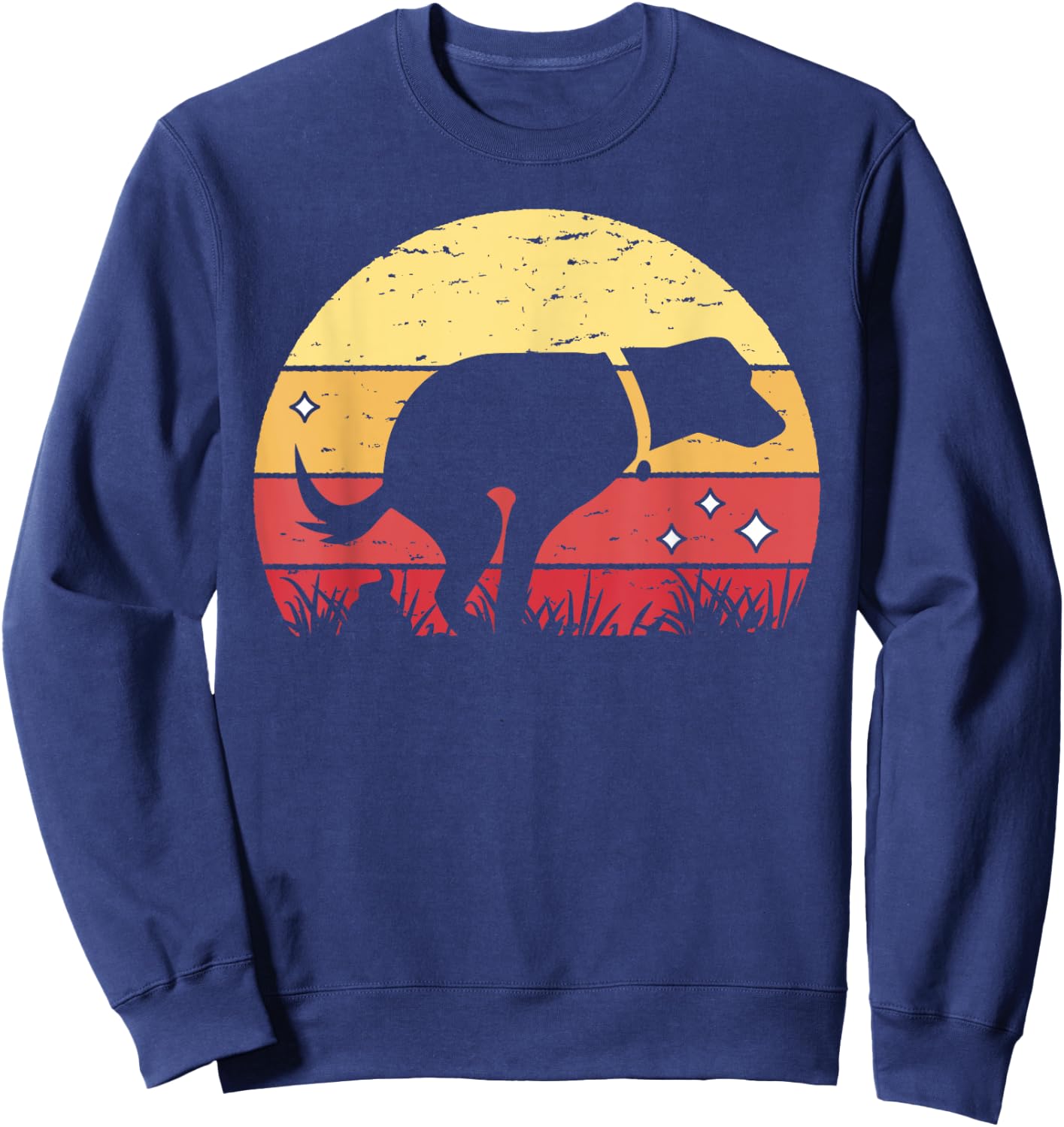 Retro Labrador Sunset Dog Pooping Canine Owner Sweatshirt - Sweatshirt | Navy