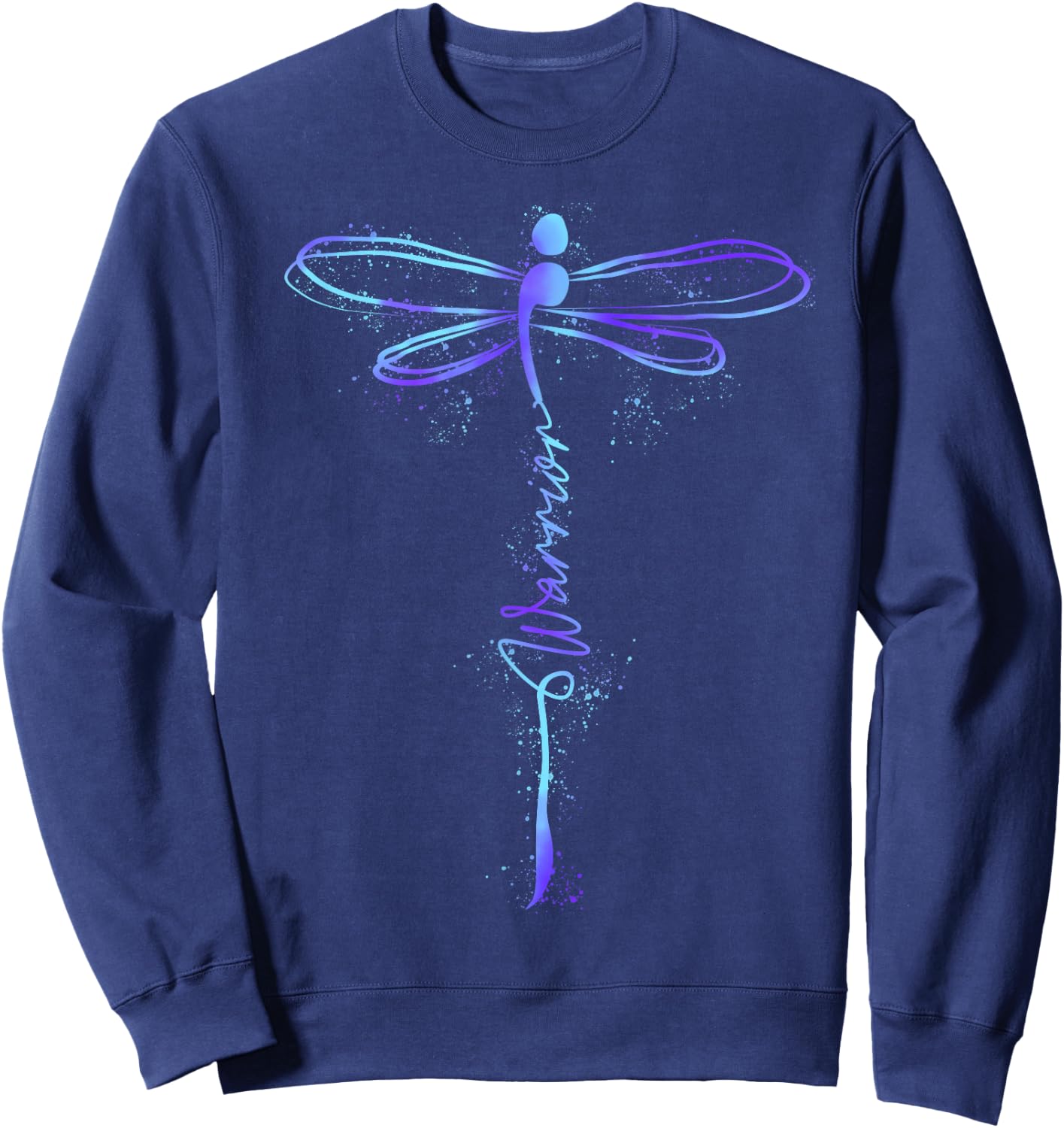 Suicide Prevention Awareness Warrior Teal Purple Dragonfly Sweatshirt - Sweatshirt | Navy