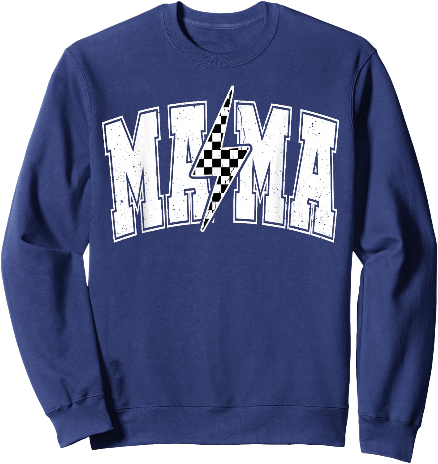 Mama Lightning Bolt Checkered Mother's Day Varsity For Mom Sweatshirt - Sweatshirt | Navy