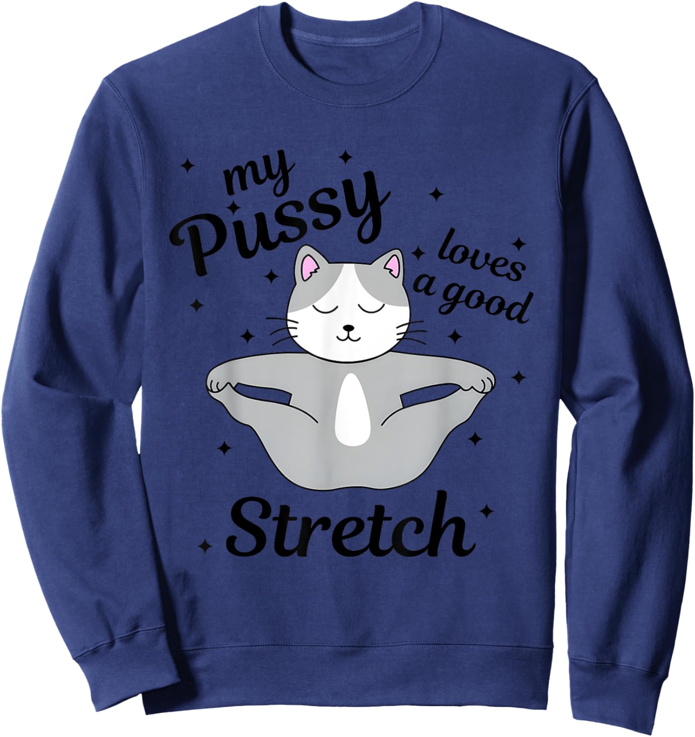 My Pussy Loves A Good Stretch, Funny Cat Meme Sweatshirt - Sweatshirt | Navy
