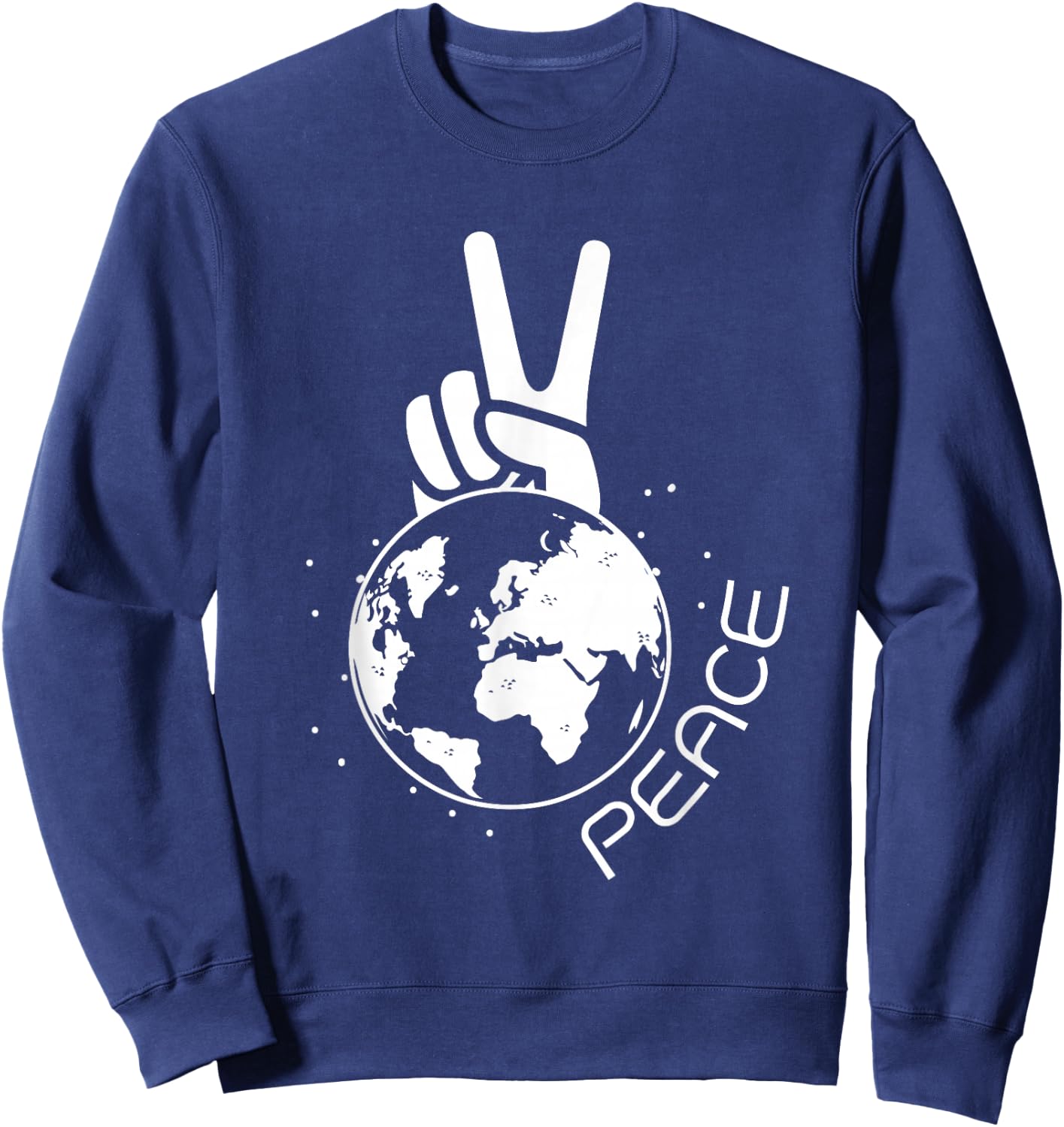 World Peace Earth Day Save Seas Environmental Peace Sign Sweatshirt - Sweatshirt | Navy